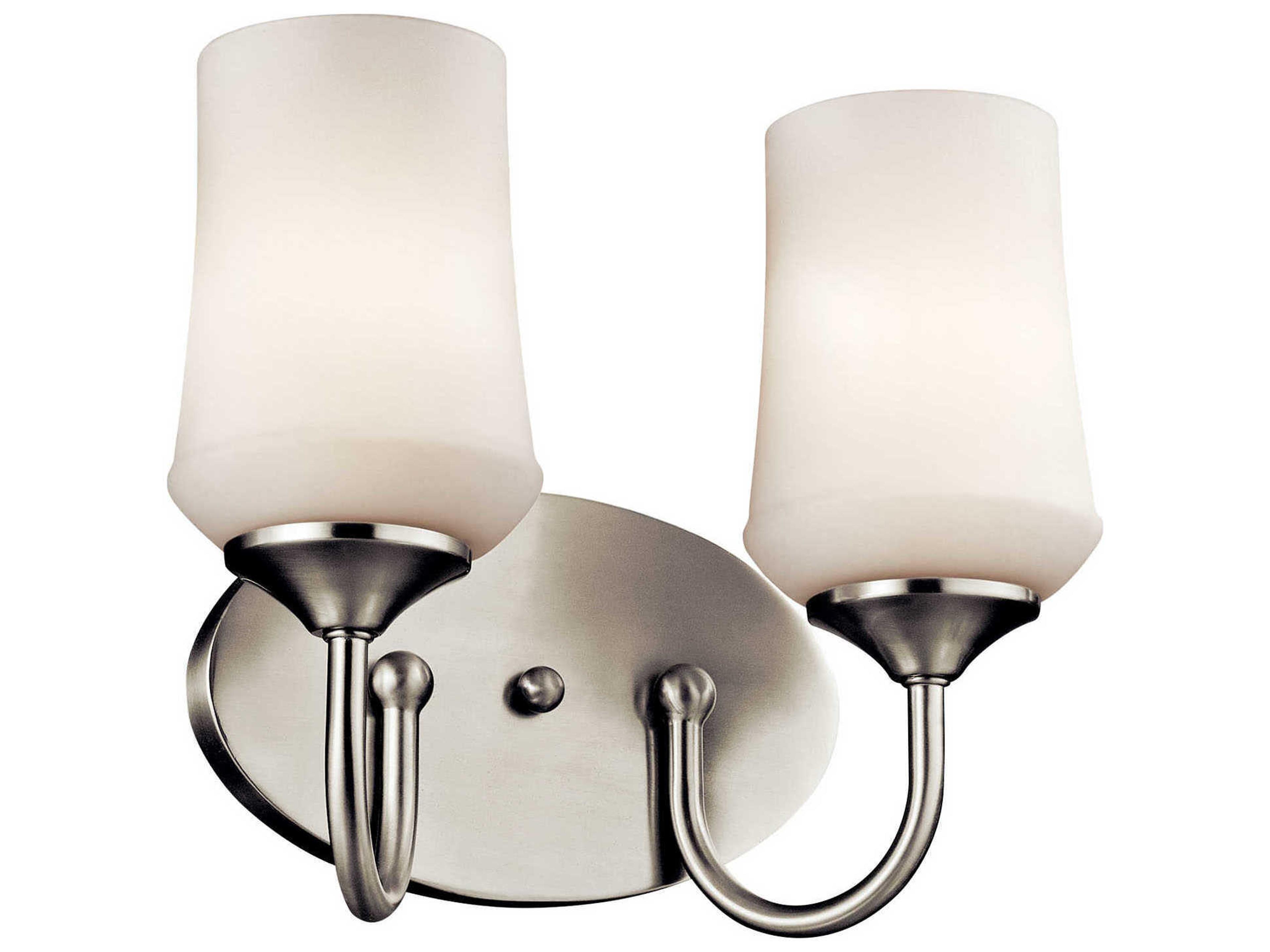 Aubrey 2-Light Brushed Nickel Glass Vanity Light