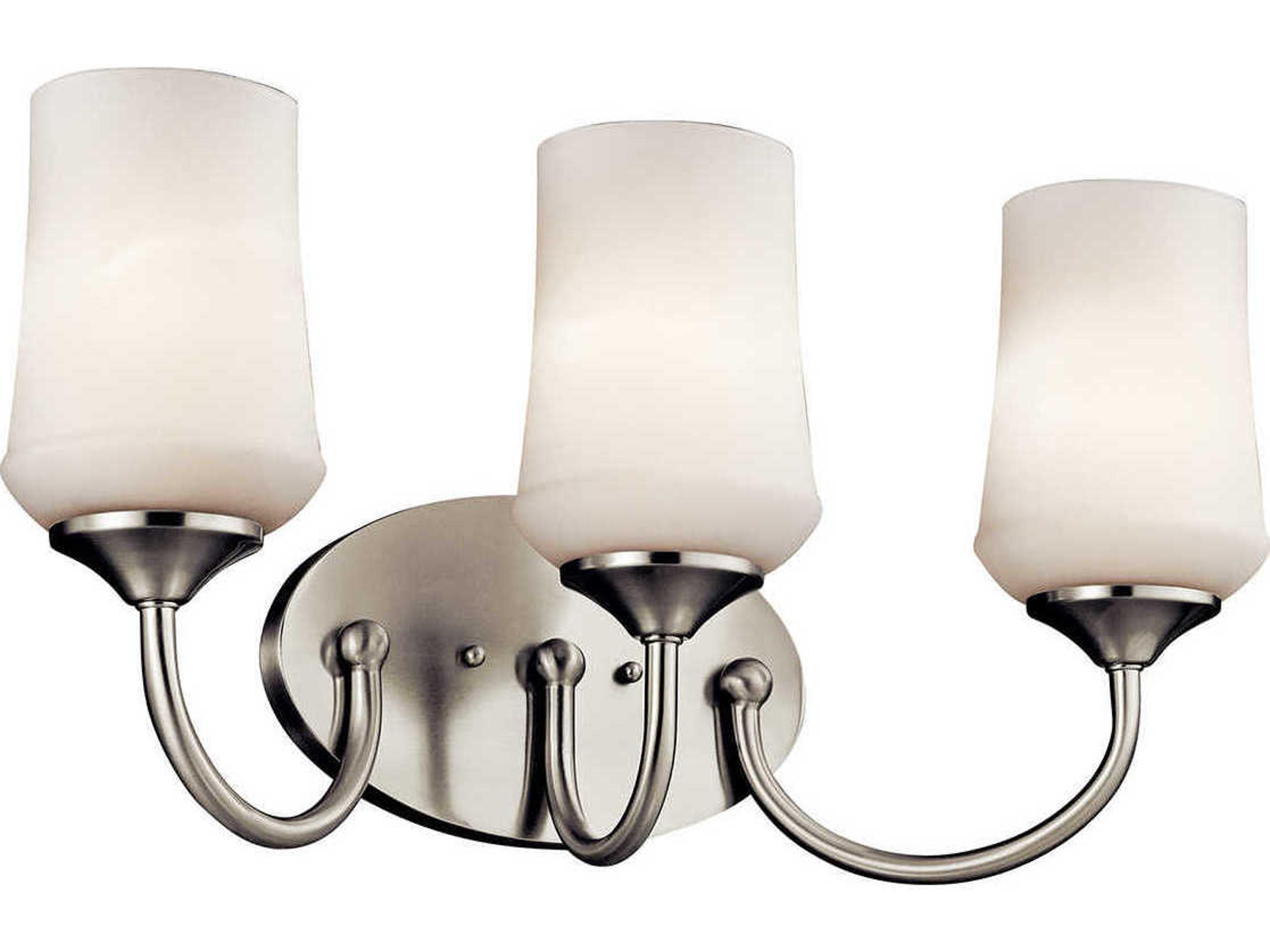 Aubrey 3-Light Brushed Nickel Glass LED Vanity Light