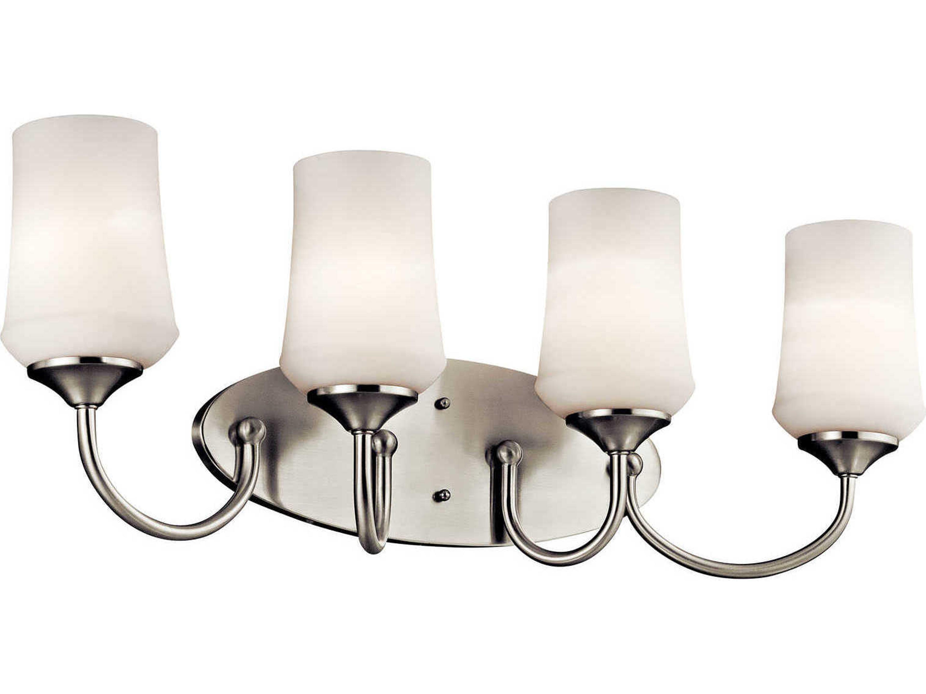 Aubrey 4-Light Brushed Nickel Glass Vanity Light