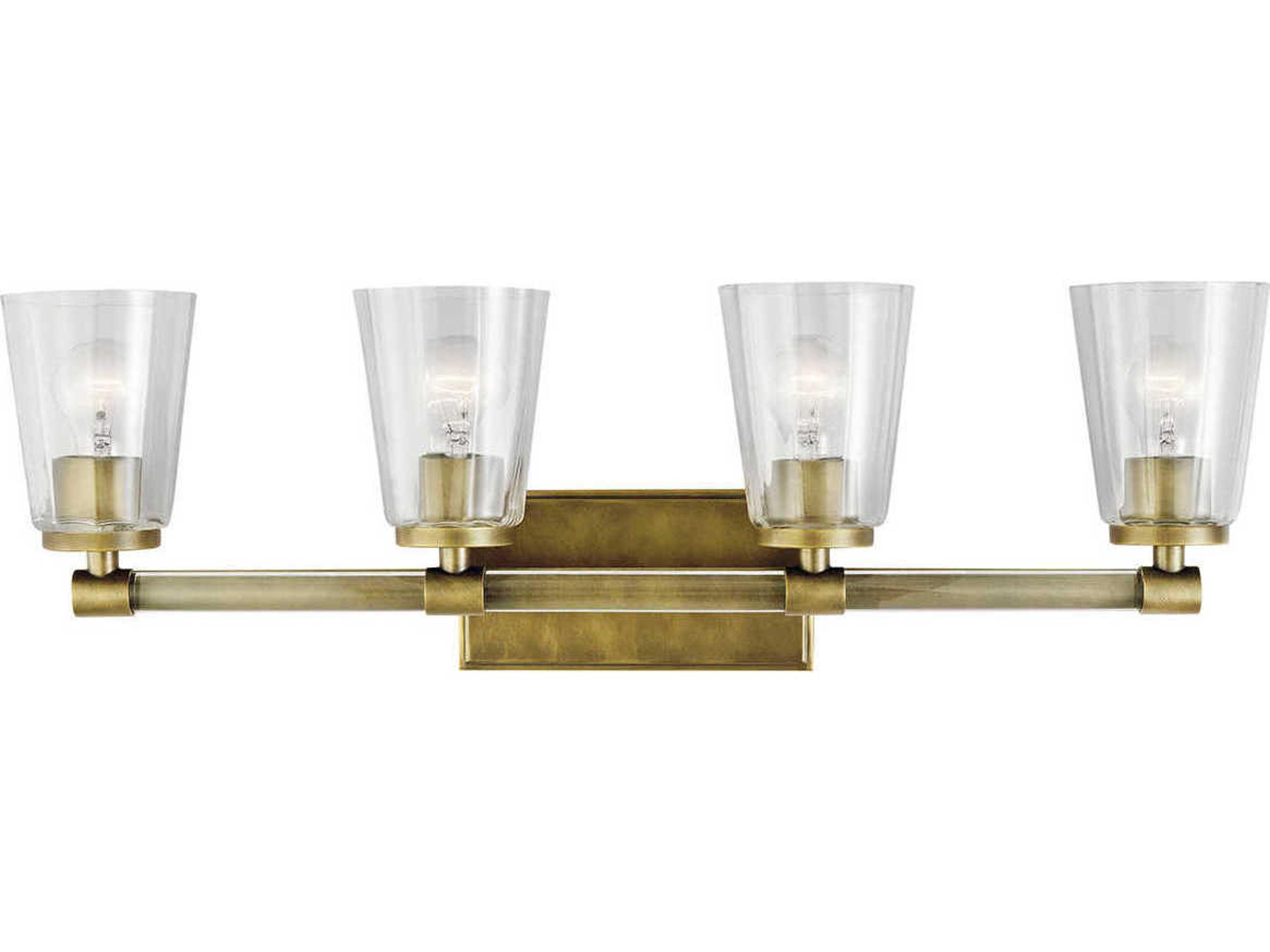 Audrea 4-Light Natural Brass Glass Vanity Light