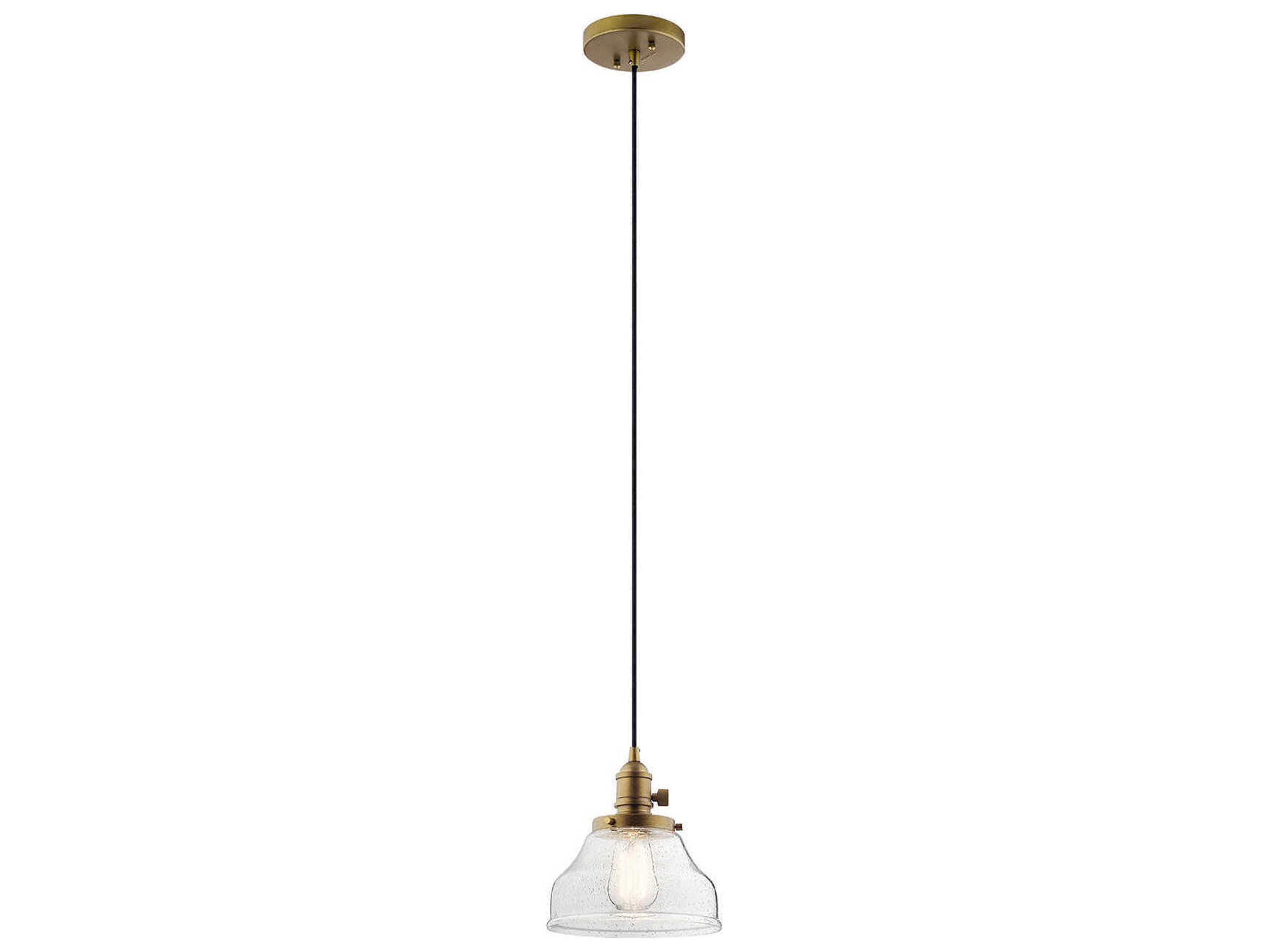 Avery 1-Light Natural Brass Glass Dome Round Mini Pendant