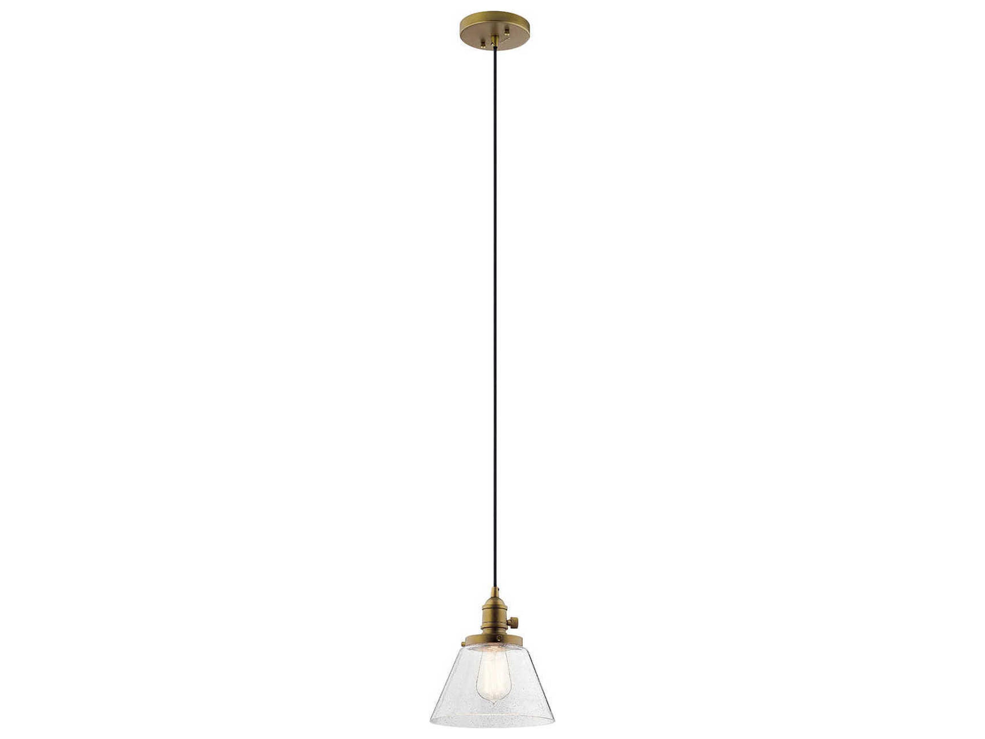 Avery 1-Light Natural Brass Glass Dome Round Mini Pendant