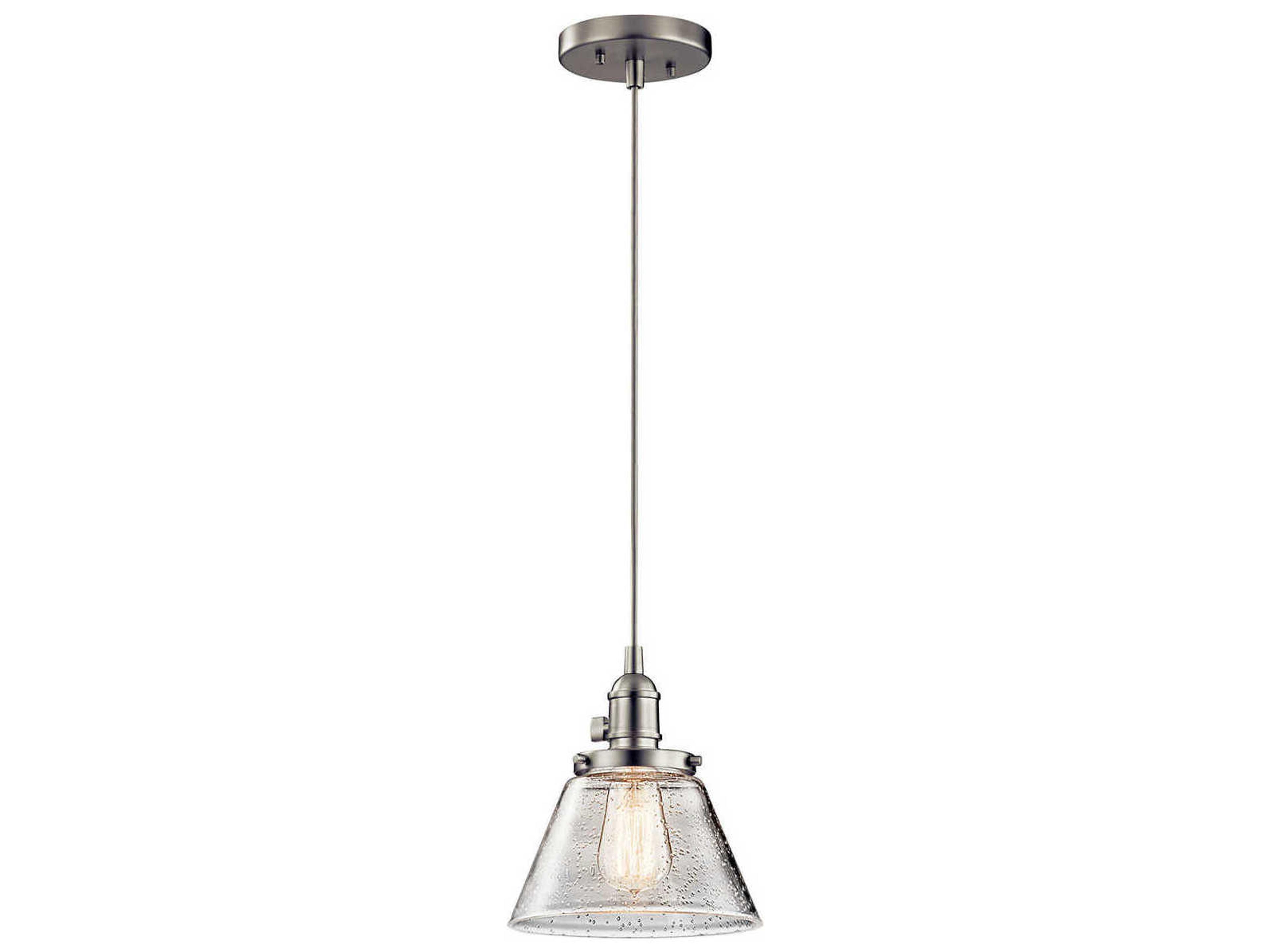 Avery 1-Light Brushed Nickel Glass Dome Round Mini Pendant