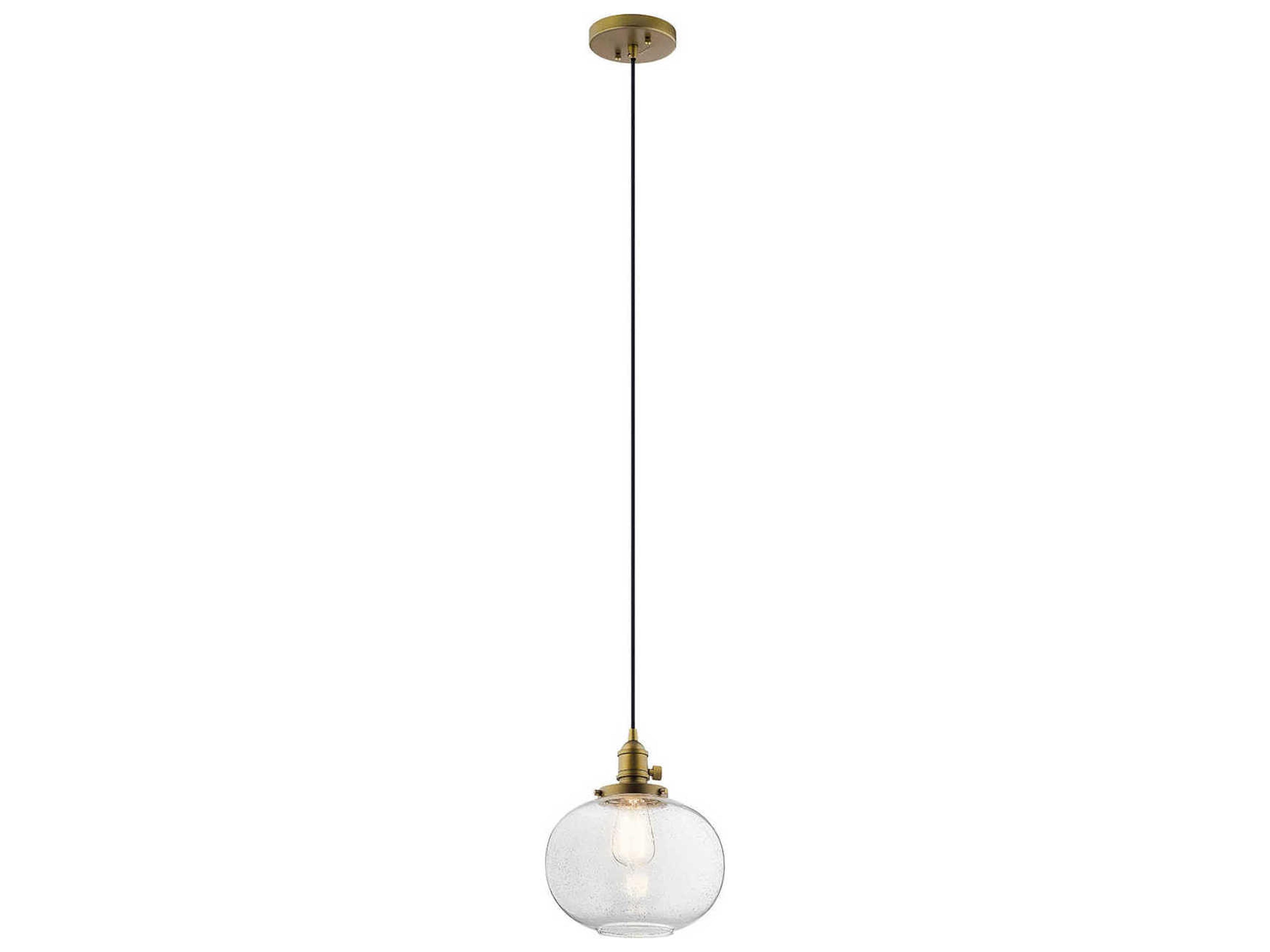 Avery 1-Light Natural Brass Glass Globe Round Mini Pendant
