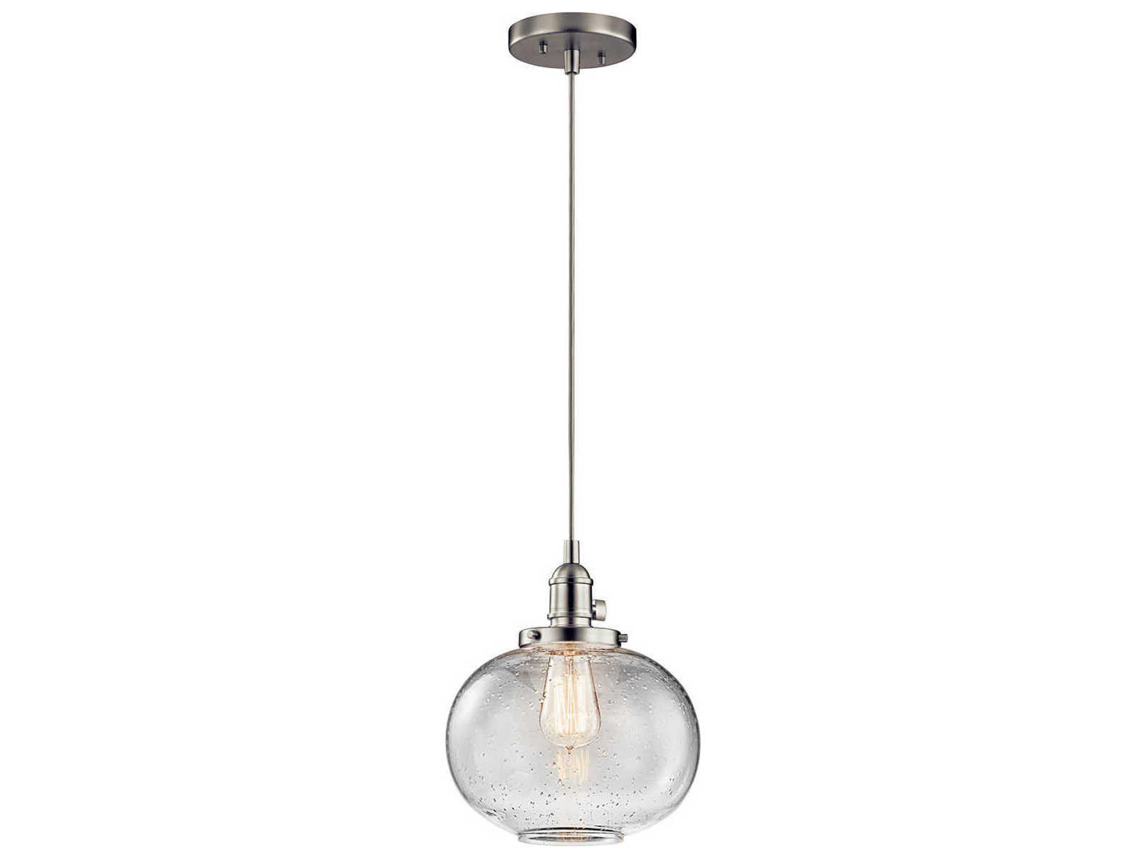 Avery 1-Light Brushed Nickel Glass Globe Round Mini Pendant