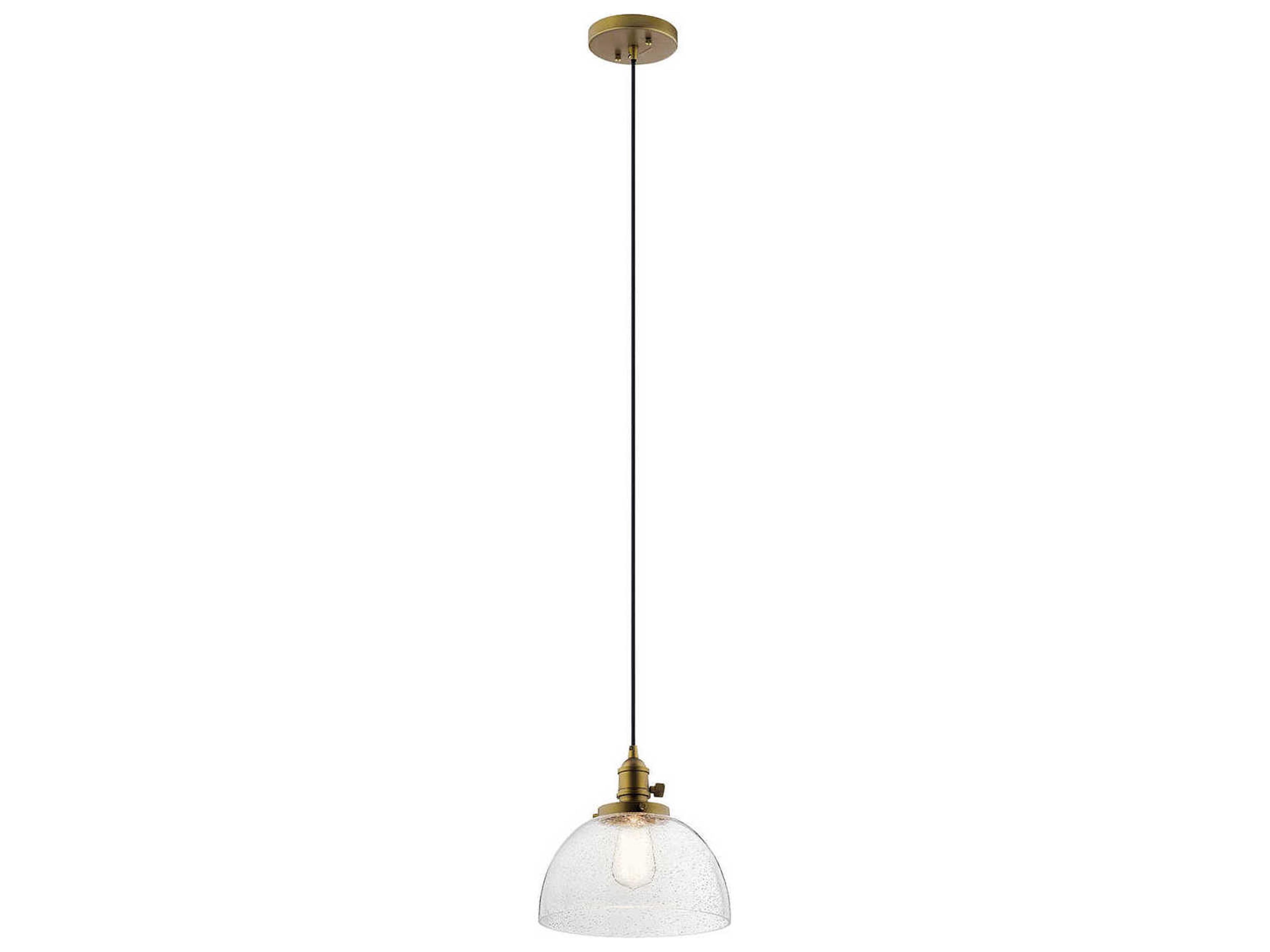 Avery 1-Light Natural Brass Glass Dome Round Mini Pendant