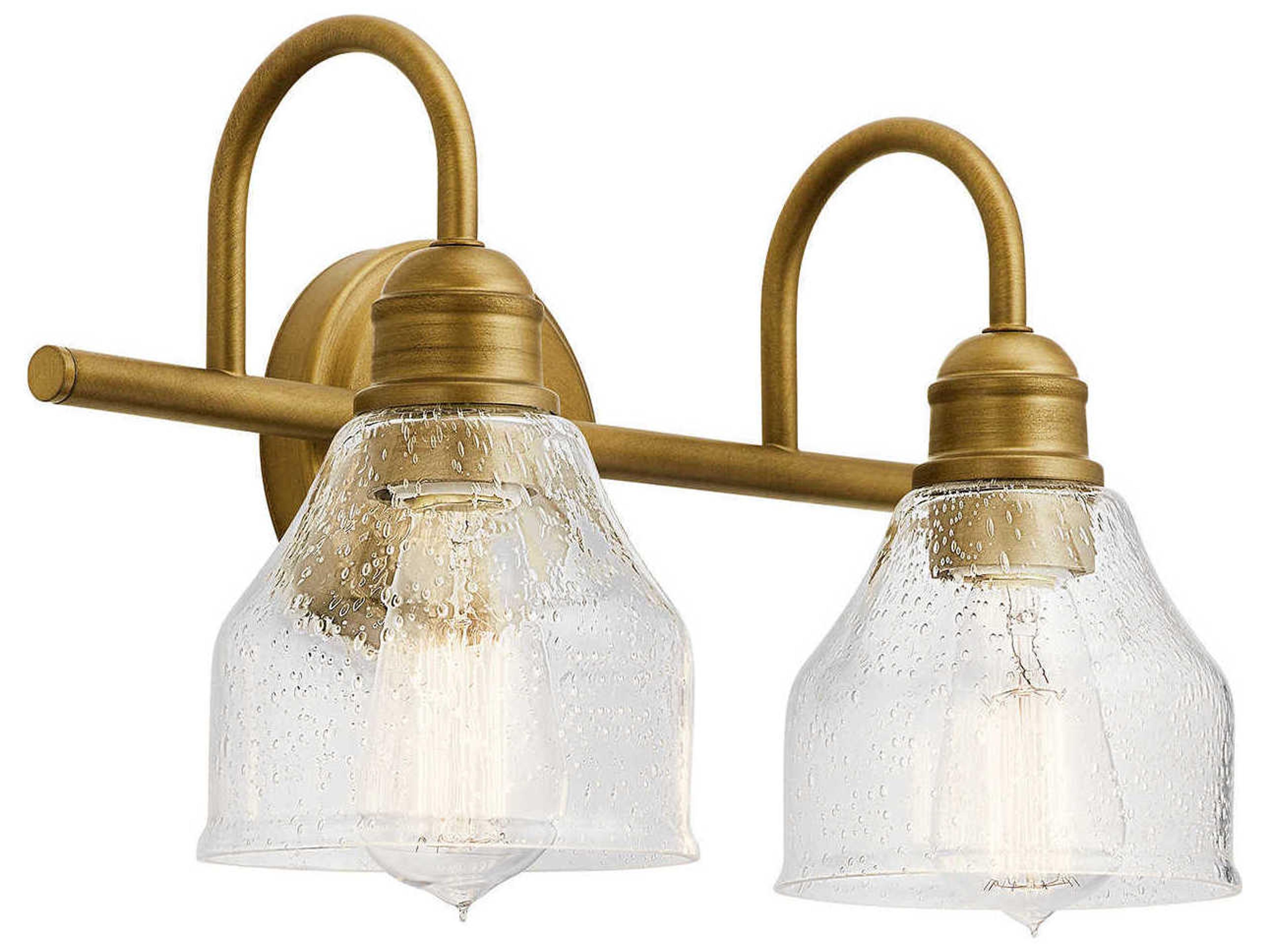 Avery 2-Light Natural Brass Glass Vanity Light