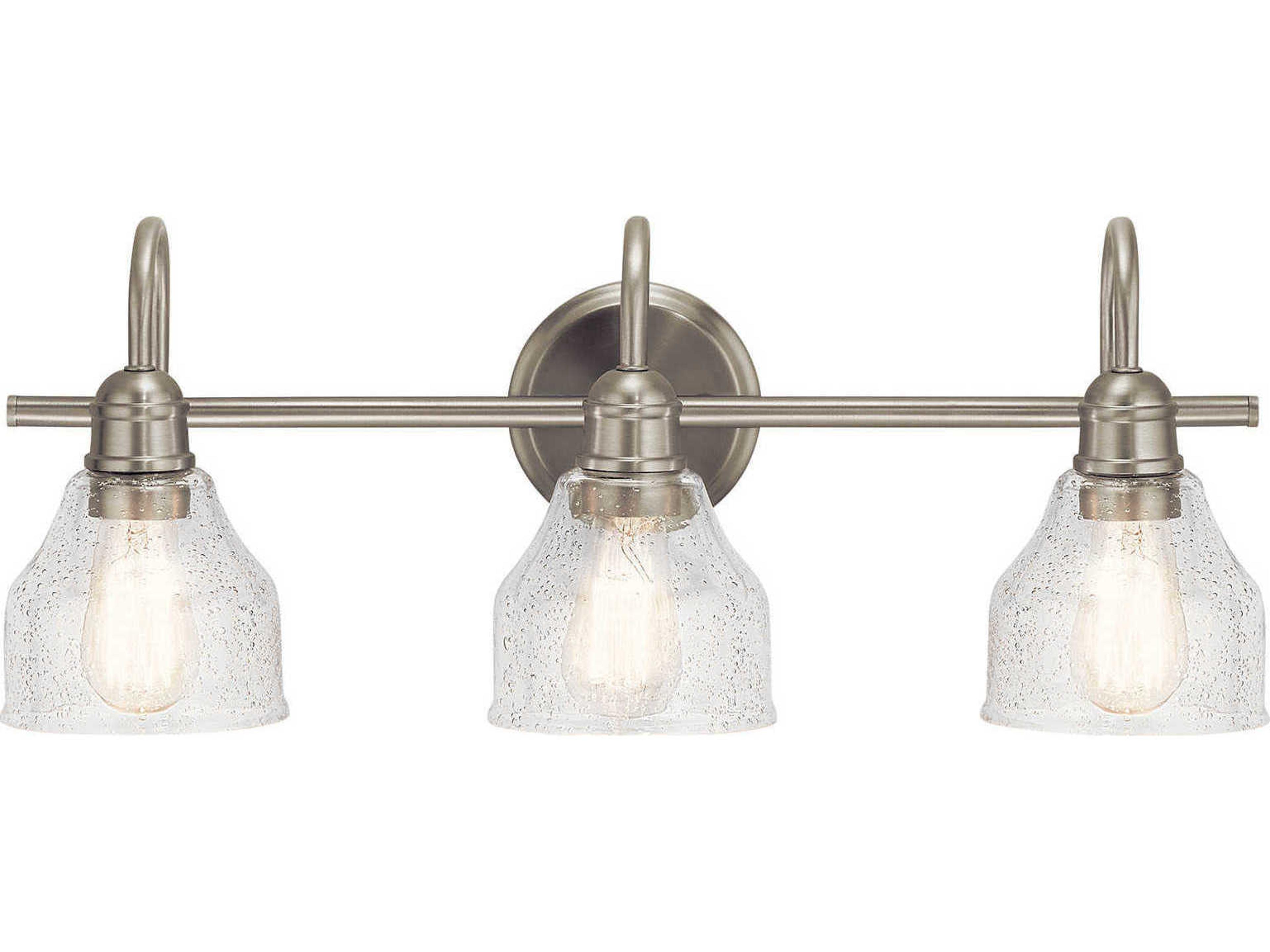Avery 3-Light Brushed Nickel Glass Vanity Light