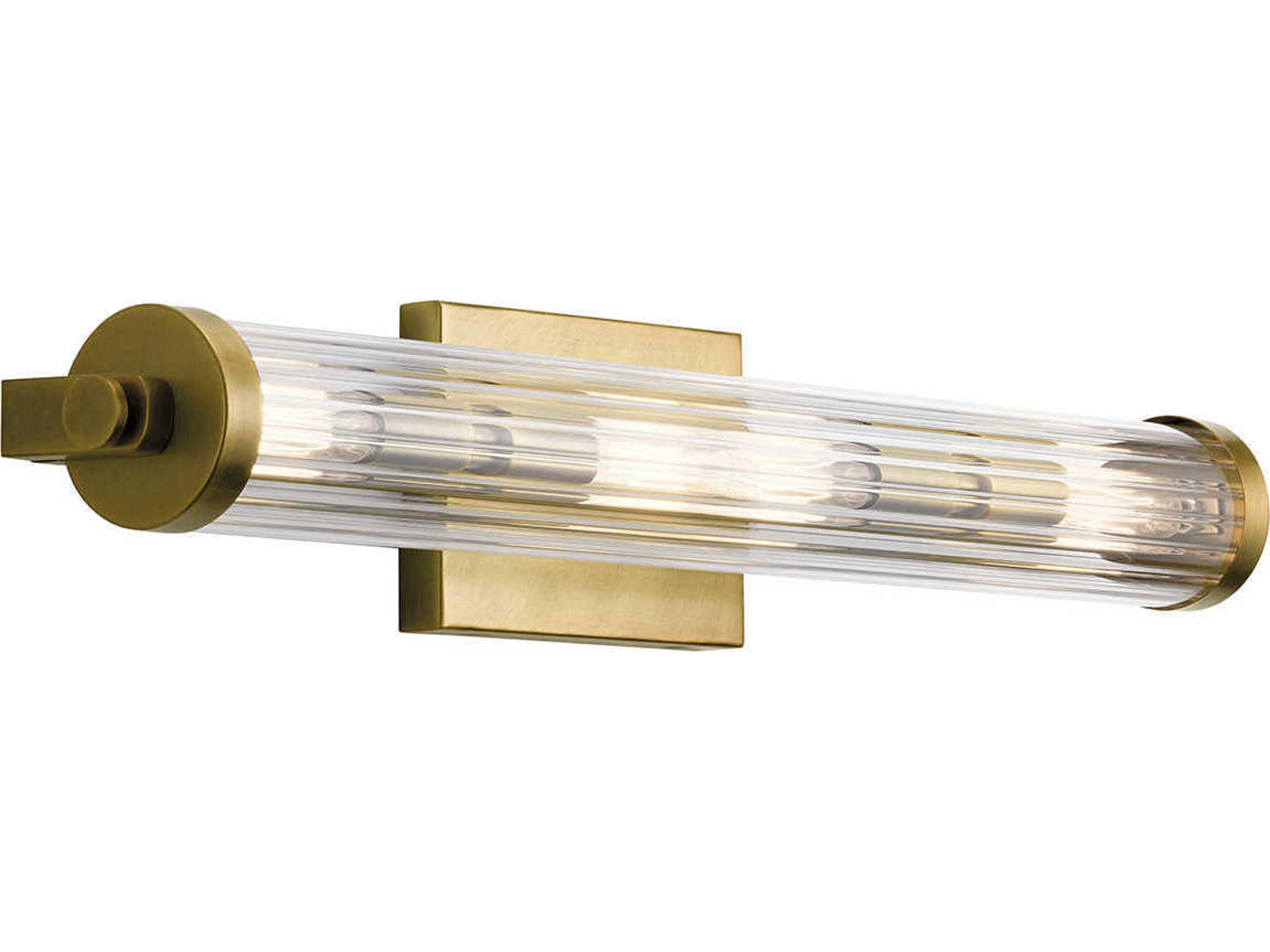 Azores 4-Light Natural Brass Glass Vanity Light