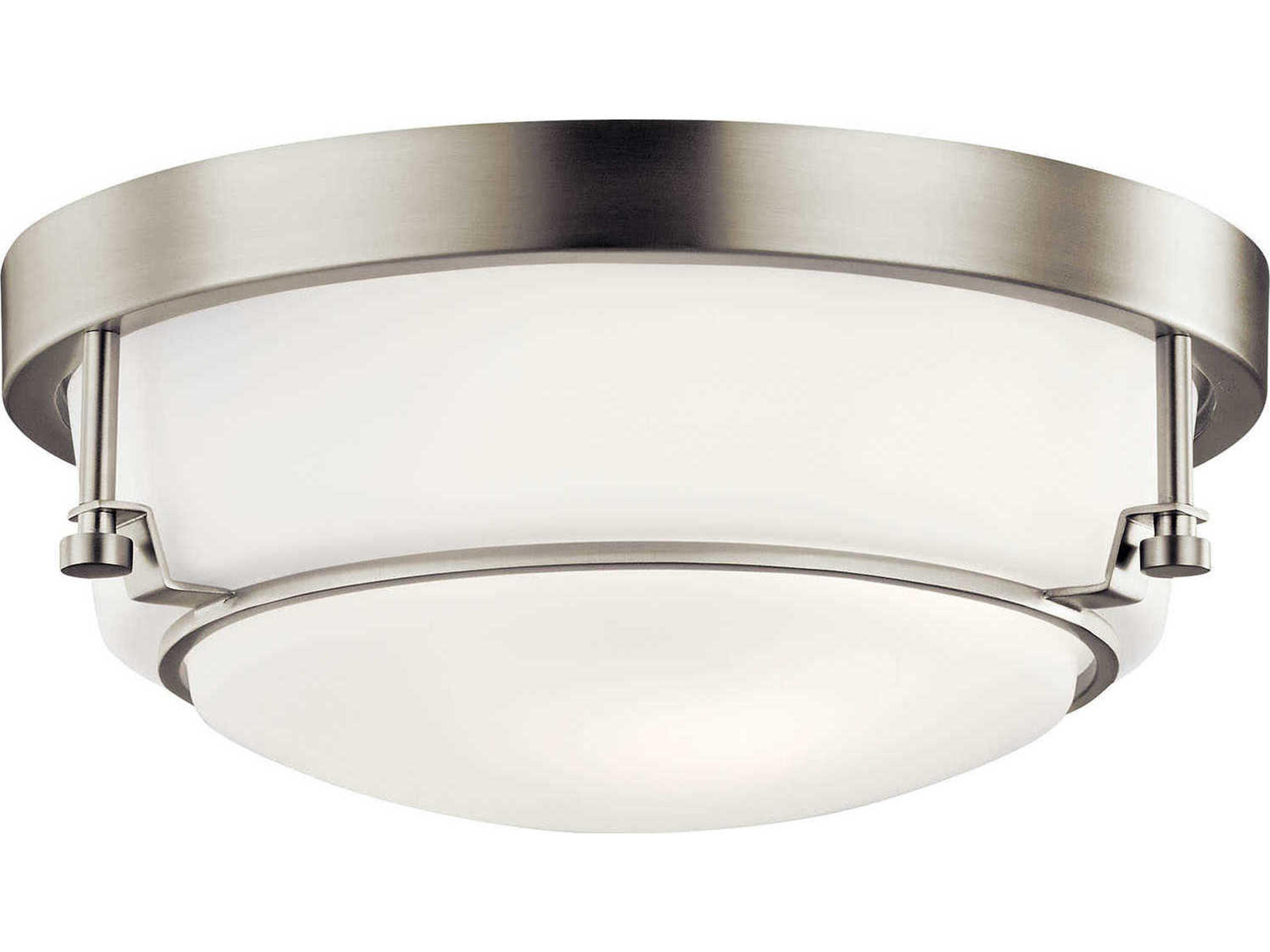 Belmont 2-Light Brushed Nickel Glass Bowl Round Flush Mount