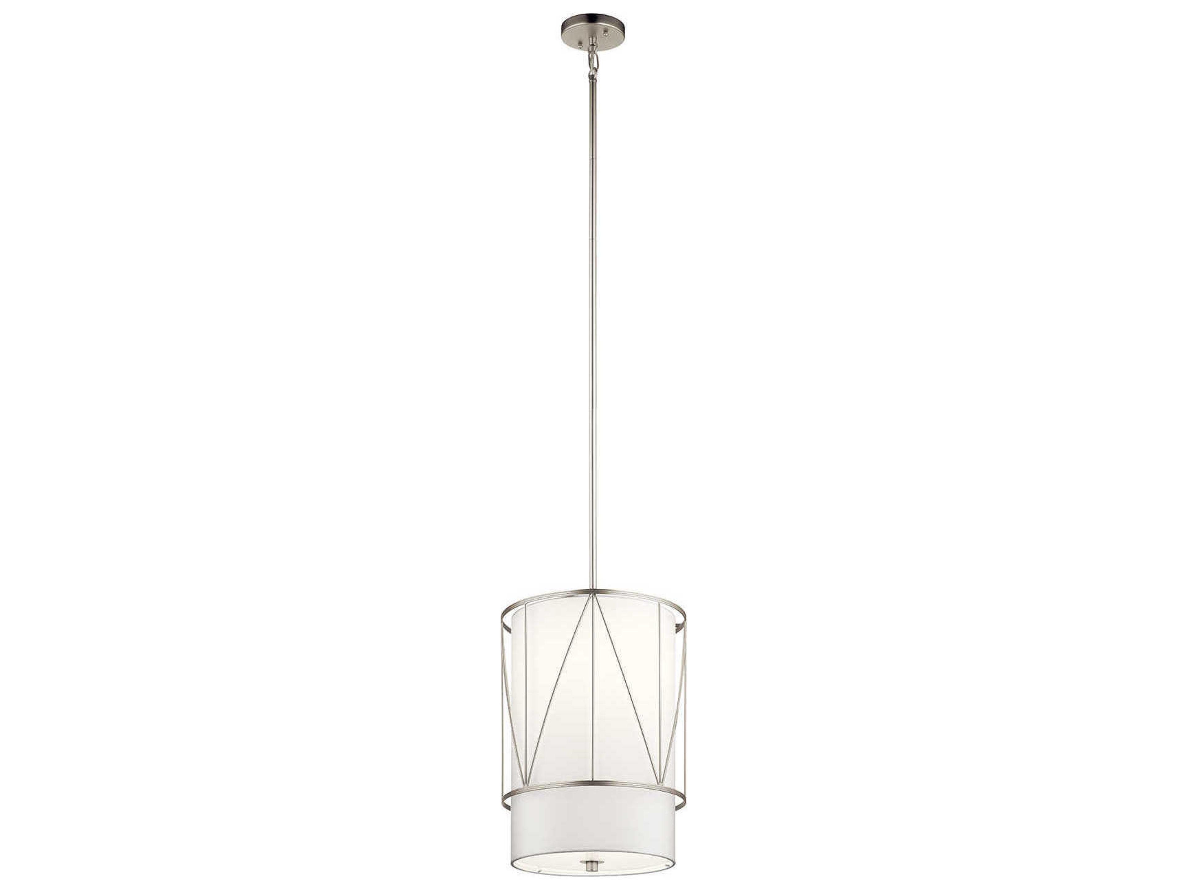 Birkleigh 1-Light Satin Nickel Glass Cylinder Drum Mini Pendant