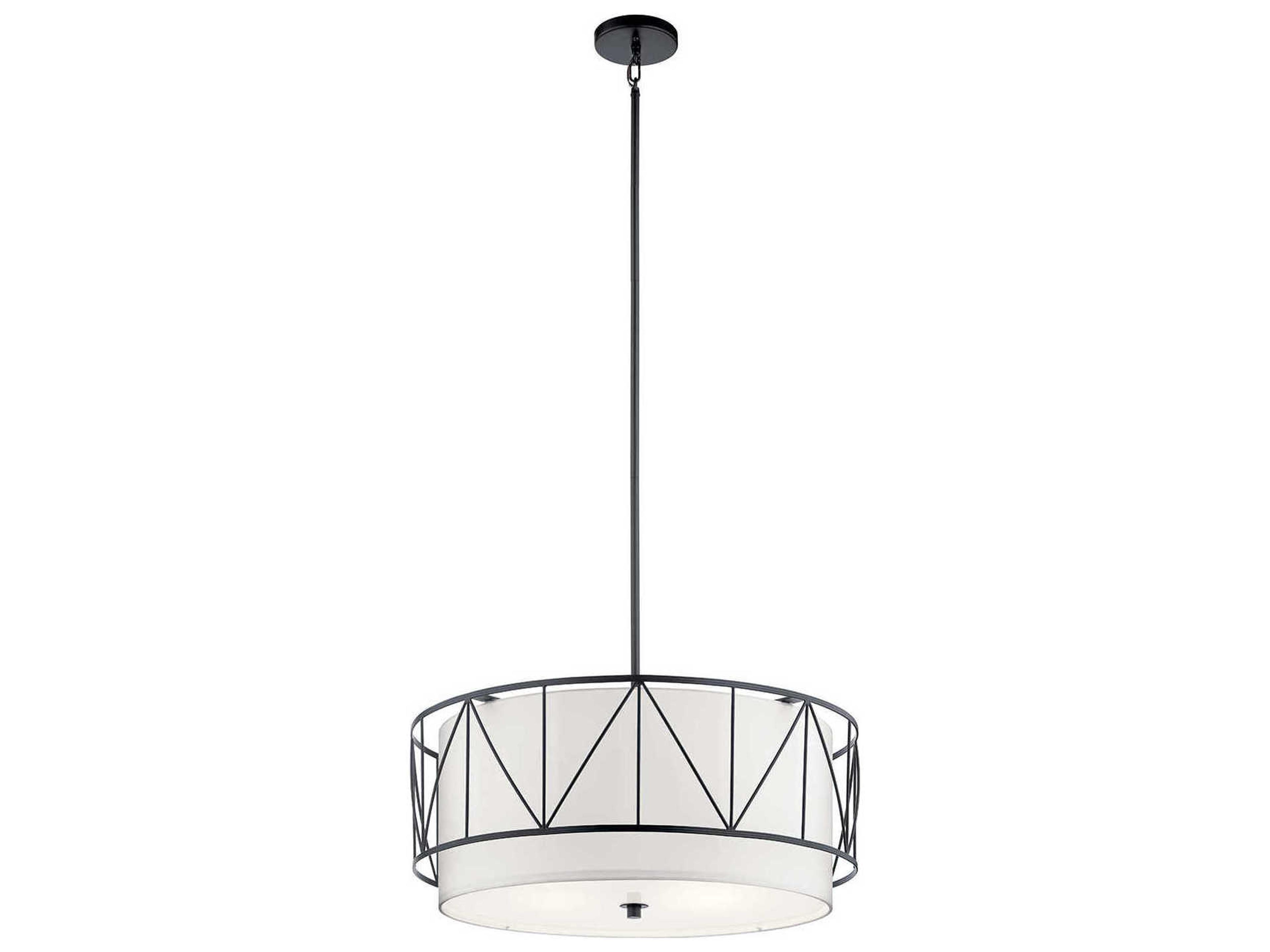 Birkleigh 4-Light Black Glass Cylinder Drum Pendant