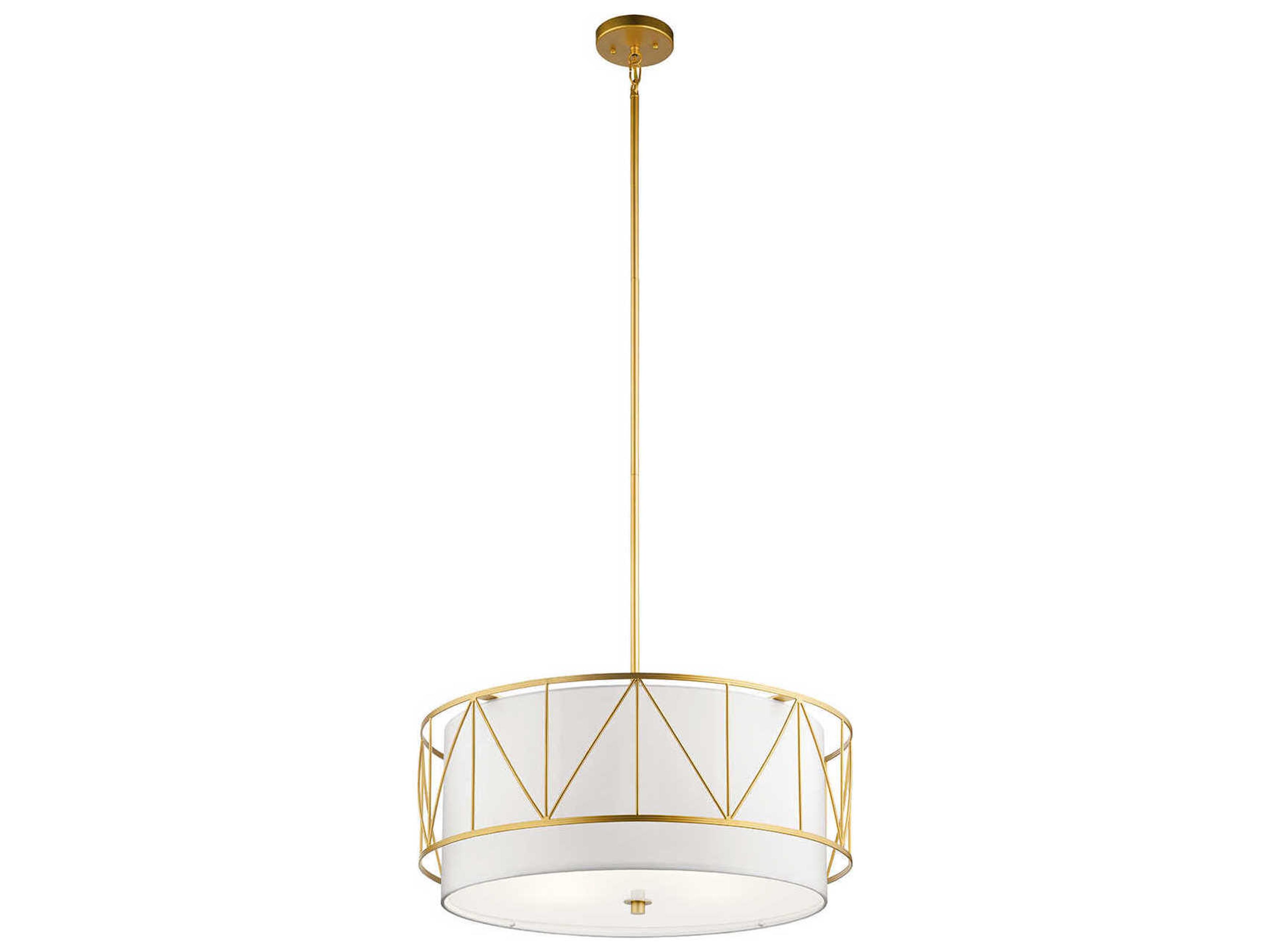 Birkleigh 4-Light Classic Gold Glass Cylinder Drum Pendant