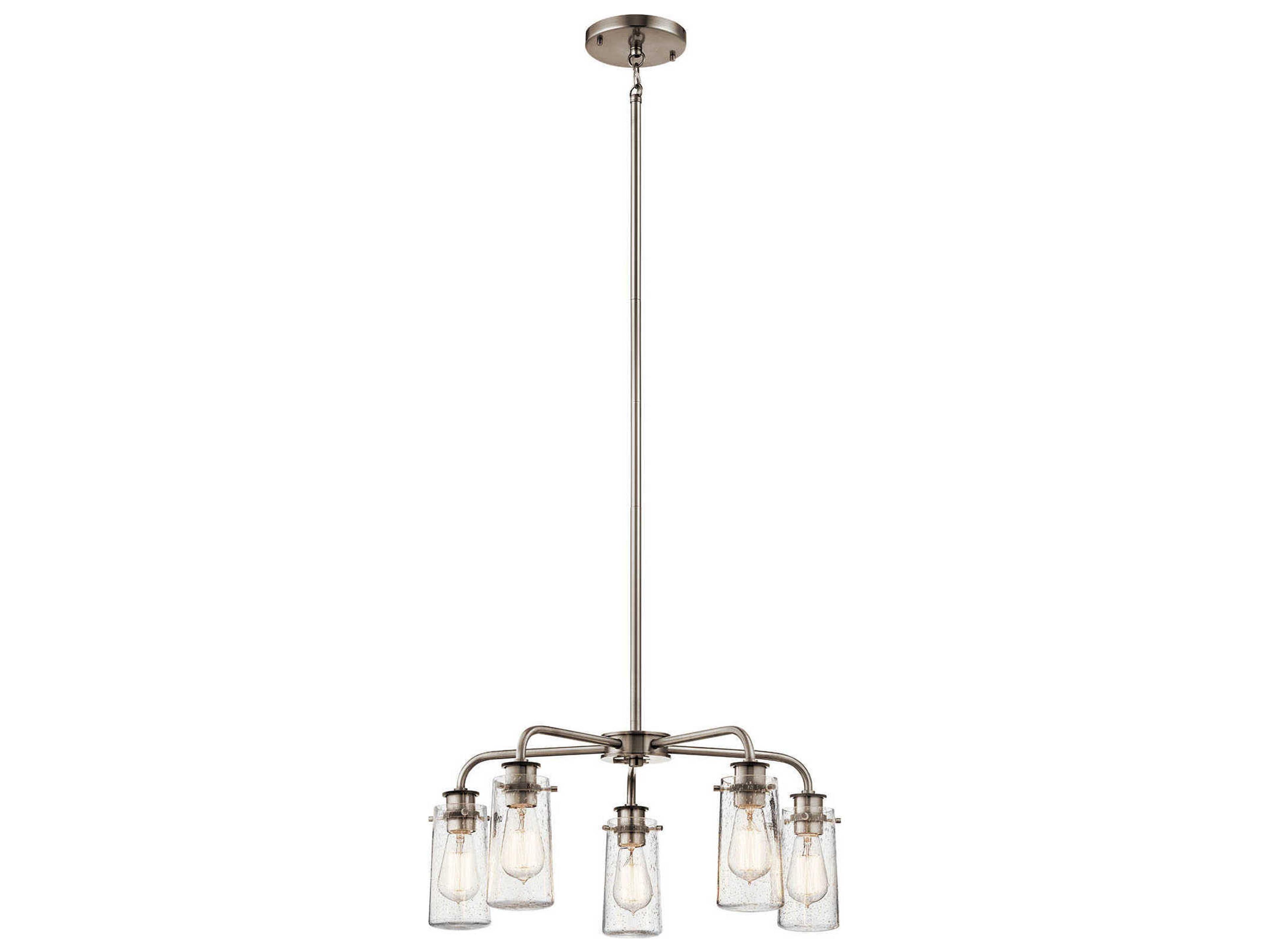 Braelyn 5-Light Classic Pewter Glass Cylinder Chandelier
