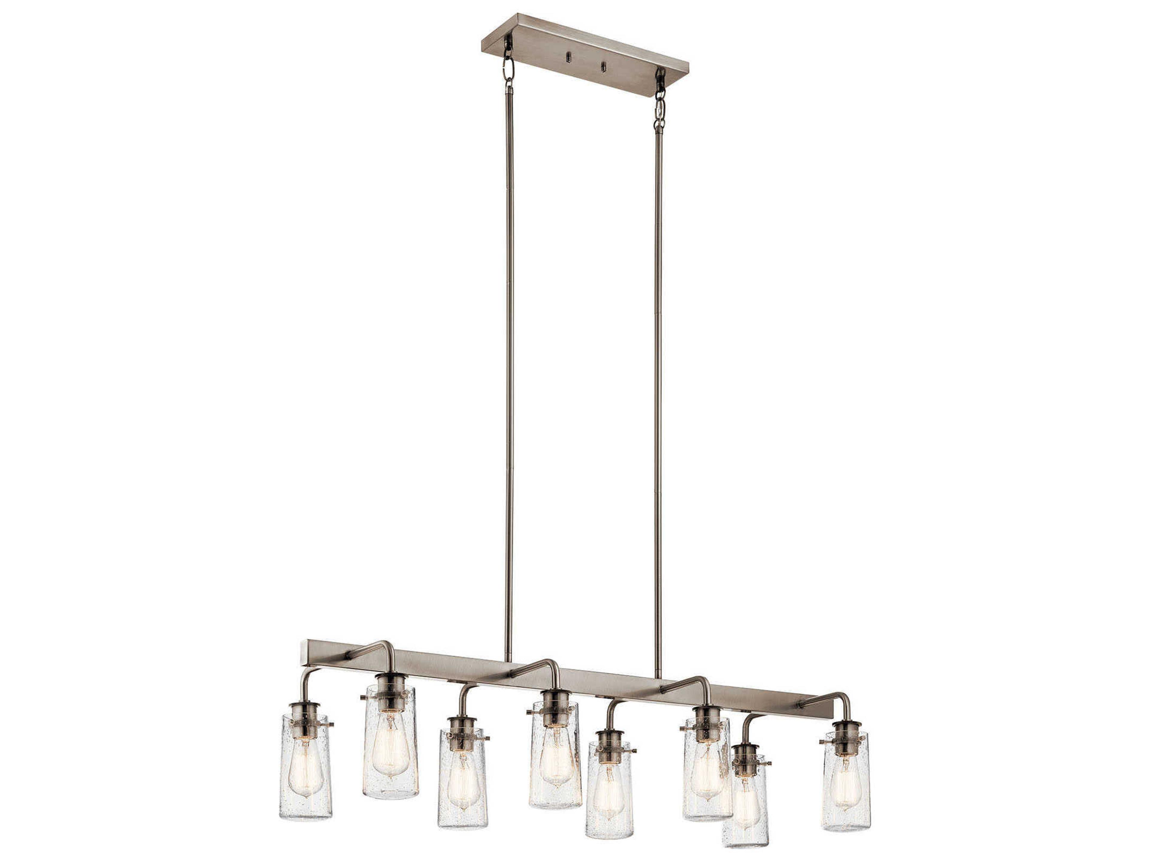 Braelyn 8-Light Classic Pewter Glass Cylinder Linear Island Pendant