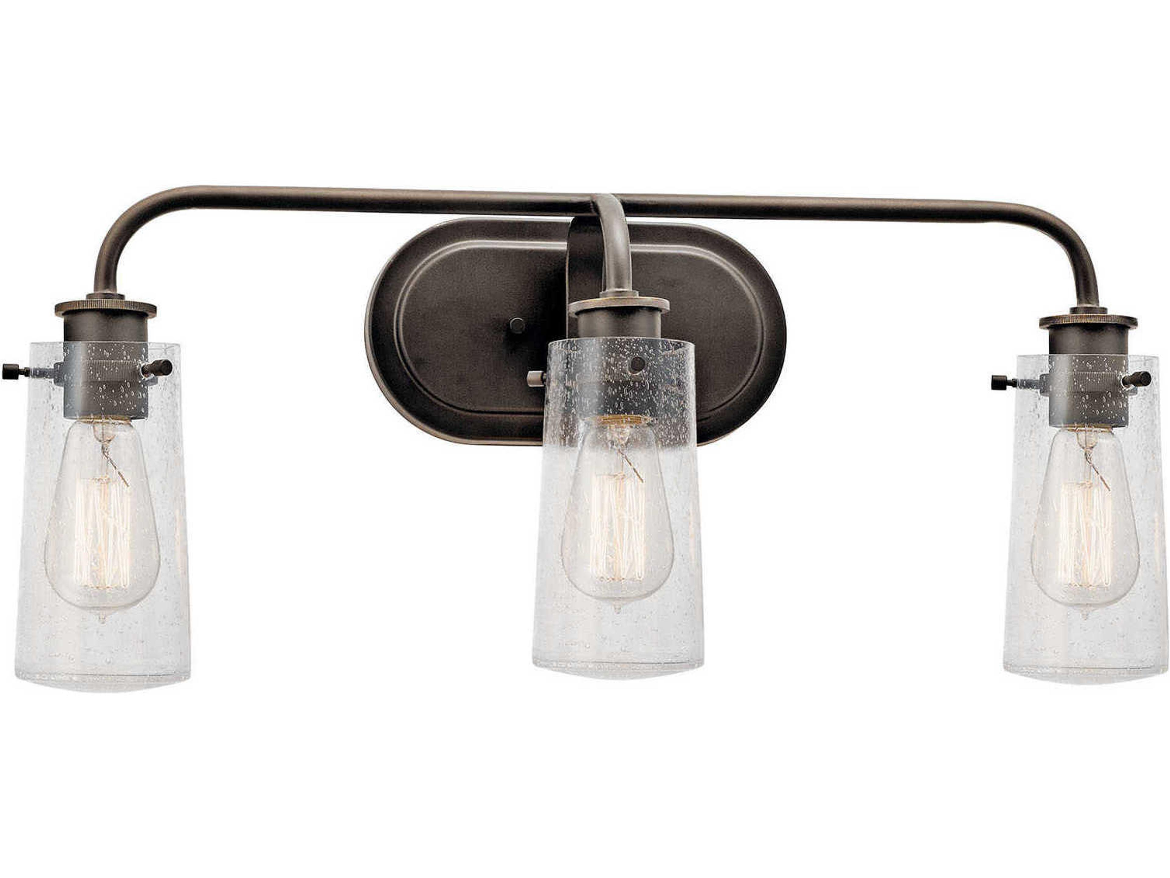 Braelyn 3-Light Olde Bronze Glass Vanity Light