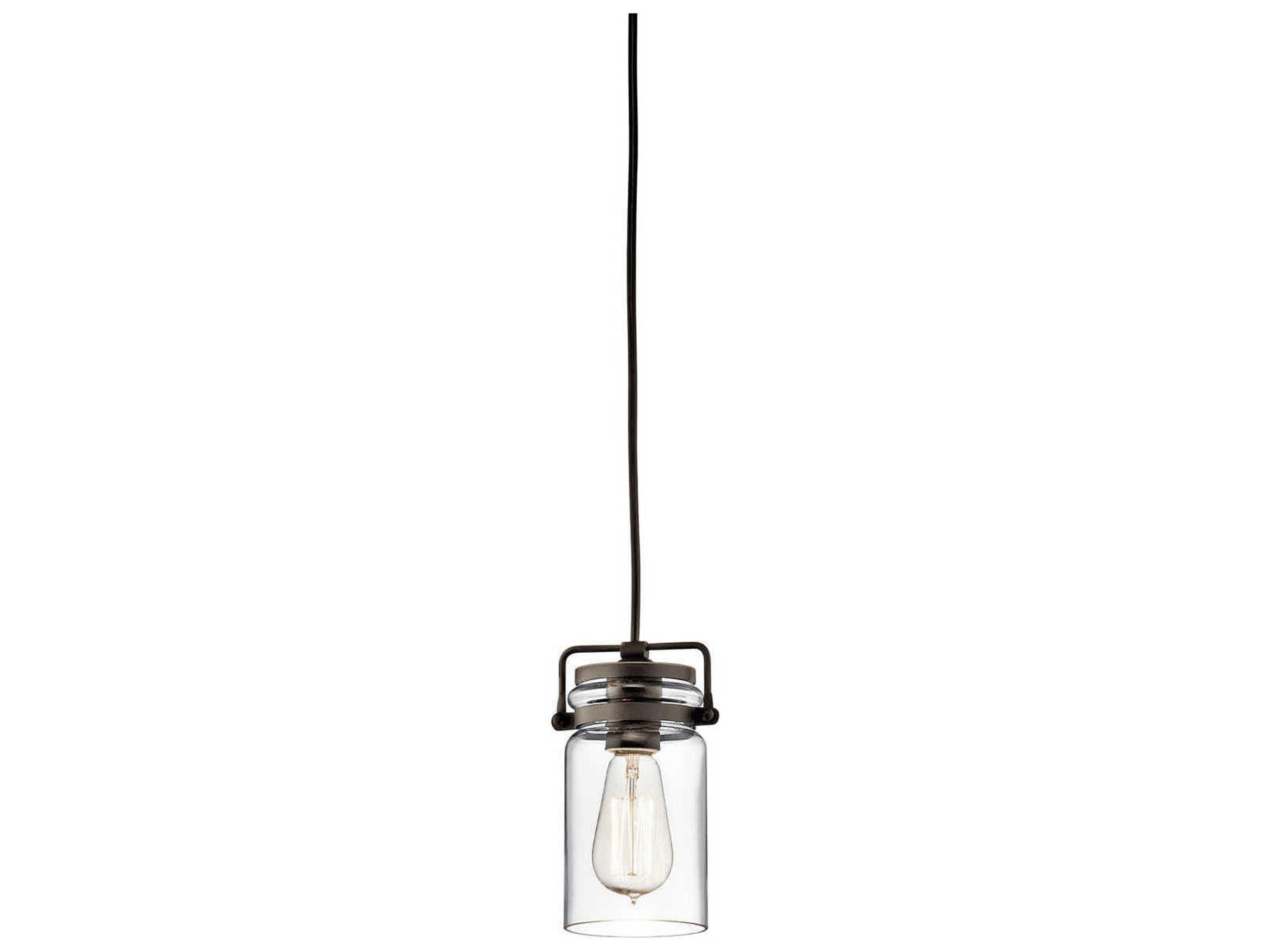 Brinley 1-Light Olde Bronze Glass Cylinder Mini Pendant
