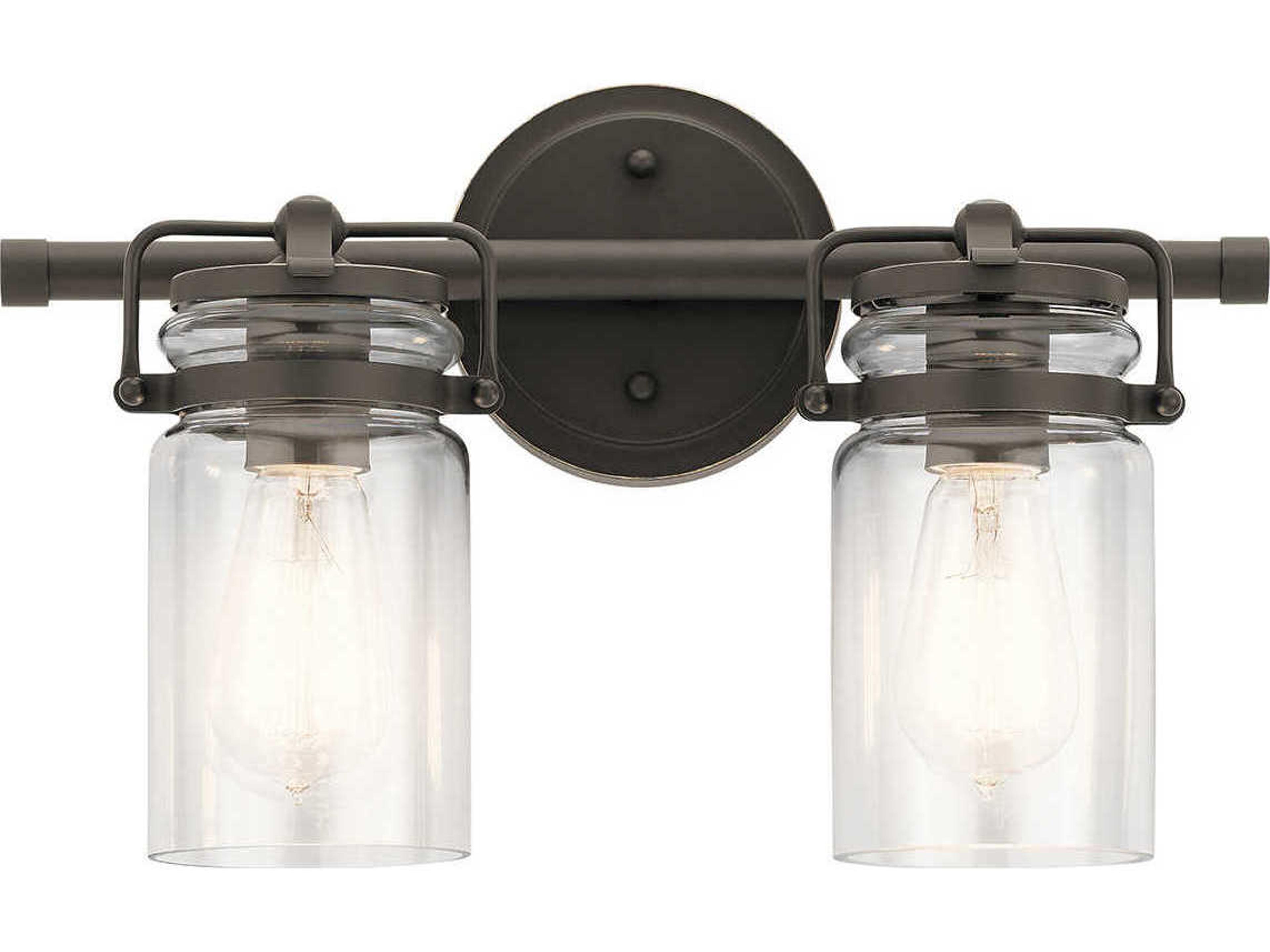 Brinley 2-Light Olde Bronze Glass Vanity Light