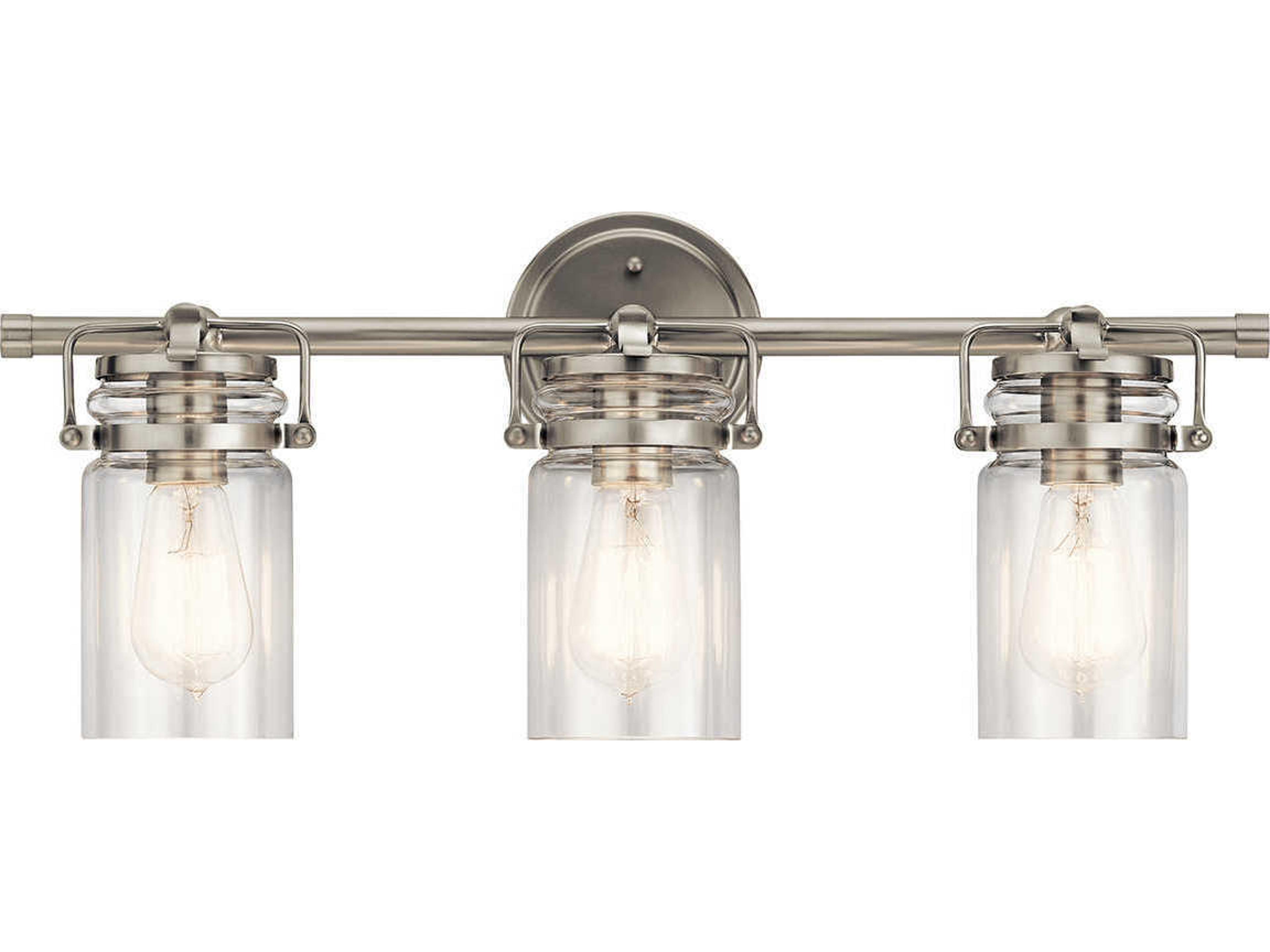 Brinley 3-Light Brushed Nickel Glass Vanity Light