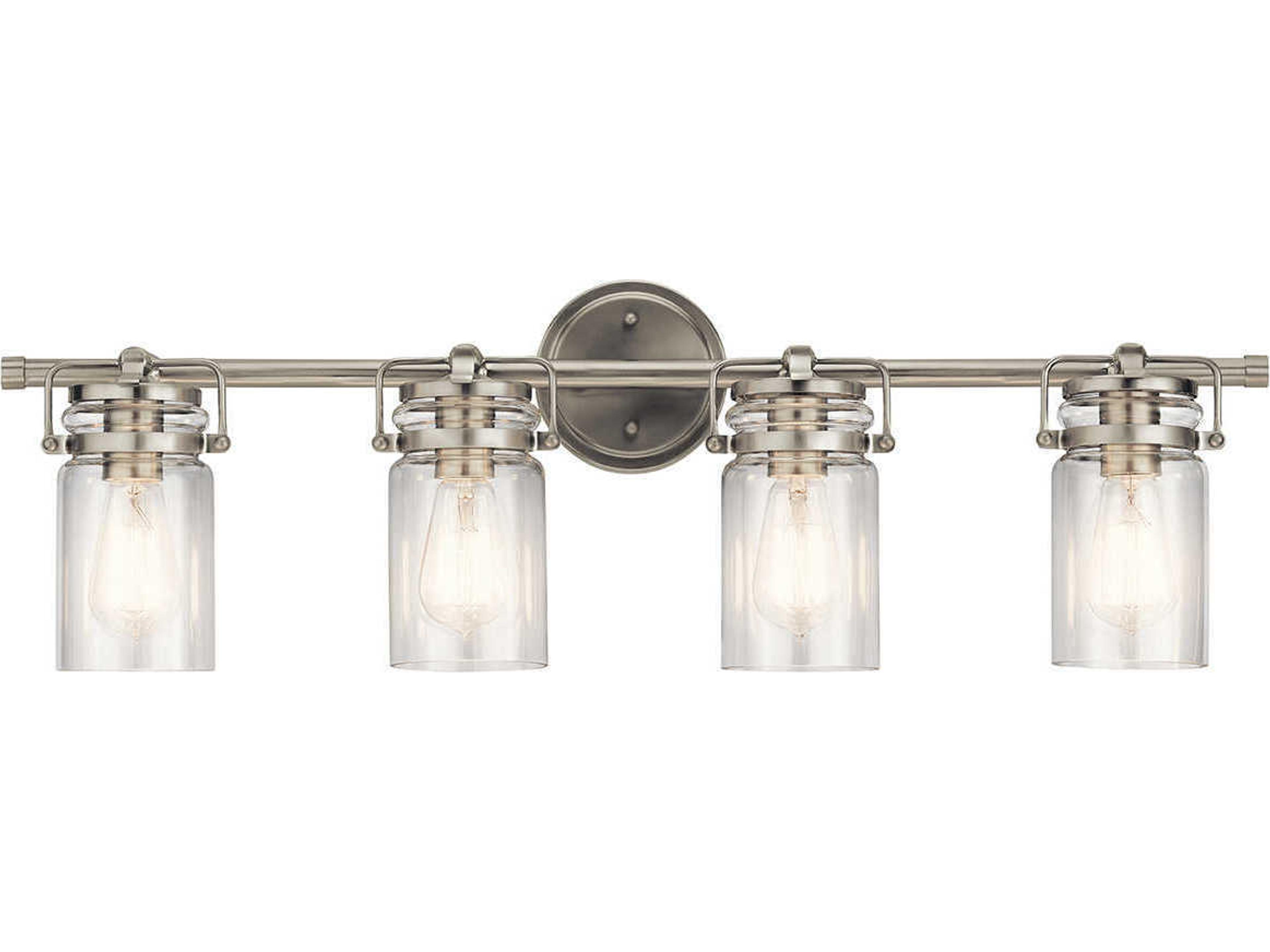 Brinley 4-Light Brushed Nickel Glass Vanity Light