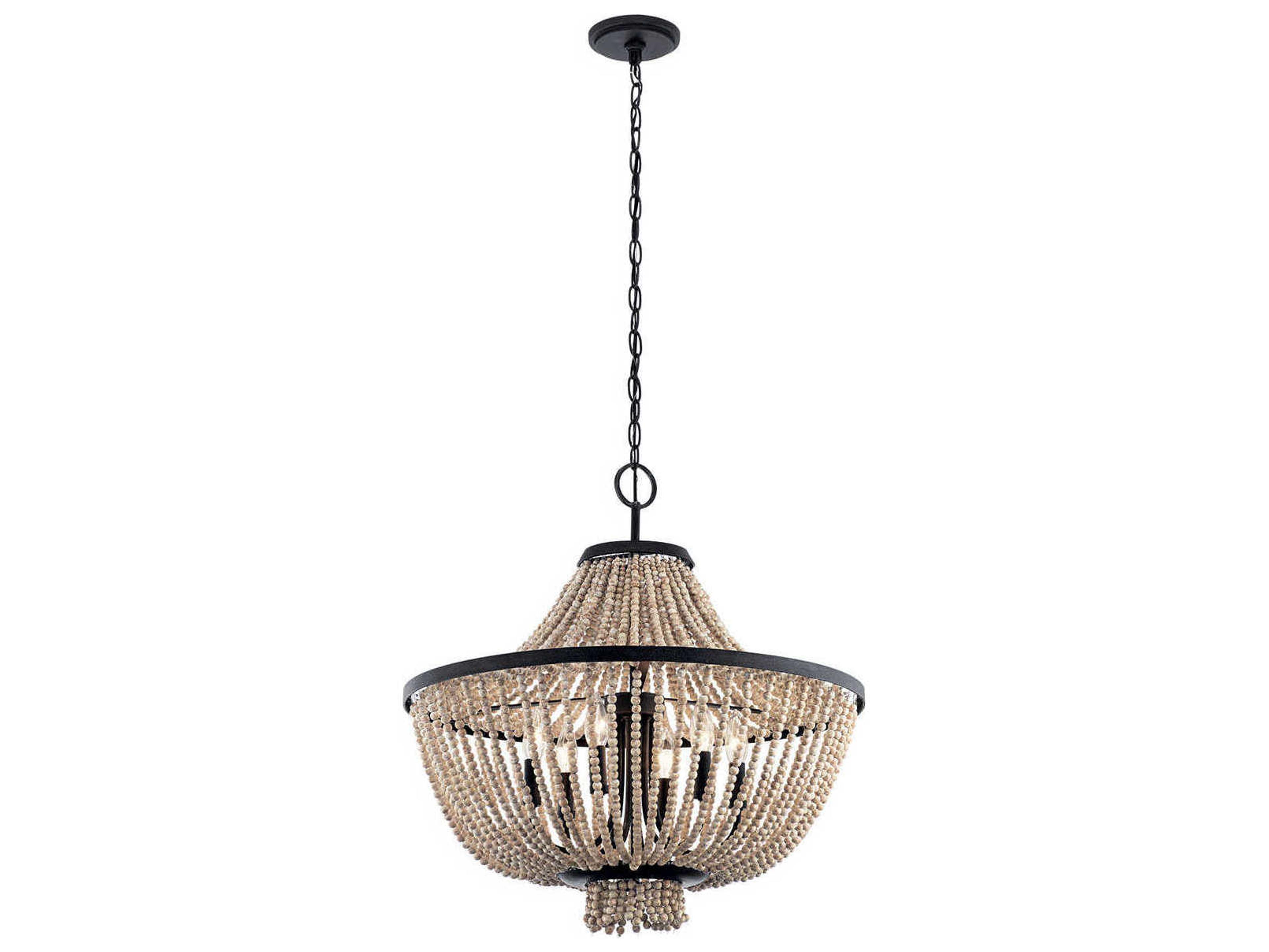 Brisbane 6-Light Distressed Black Candelabra Geometric Chandelier