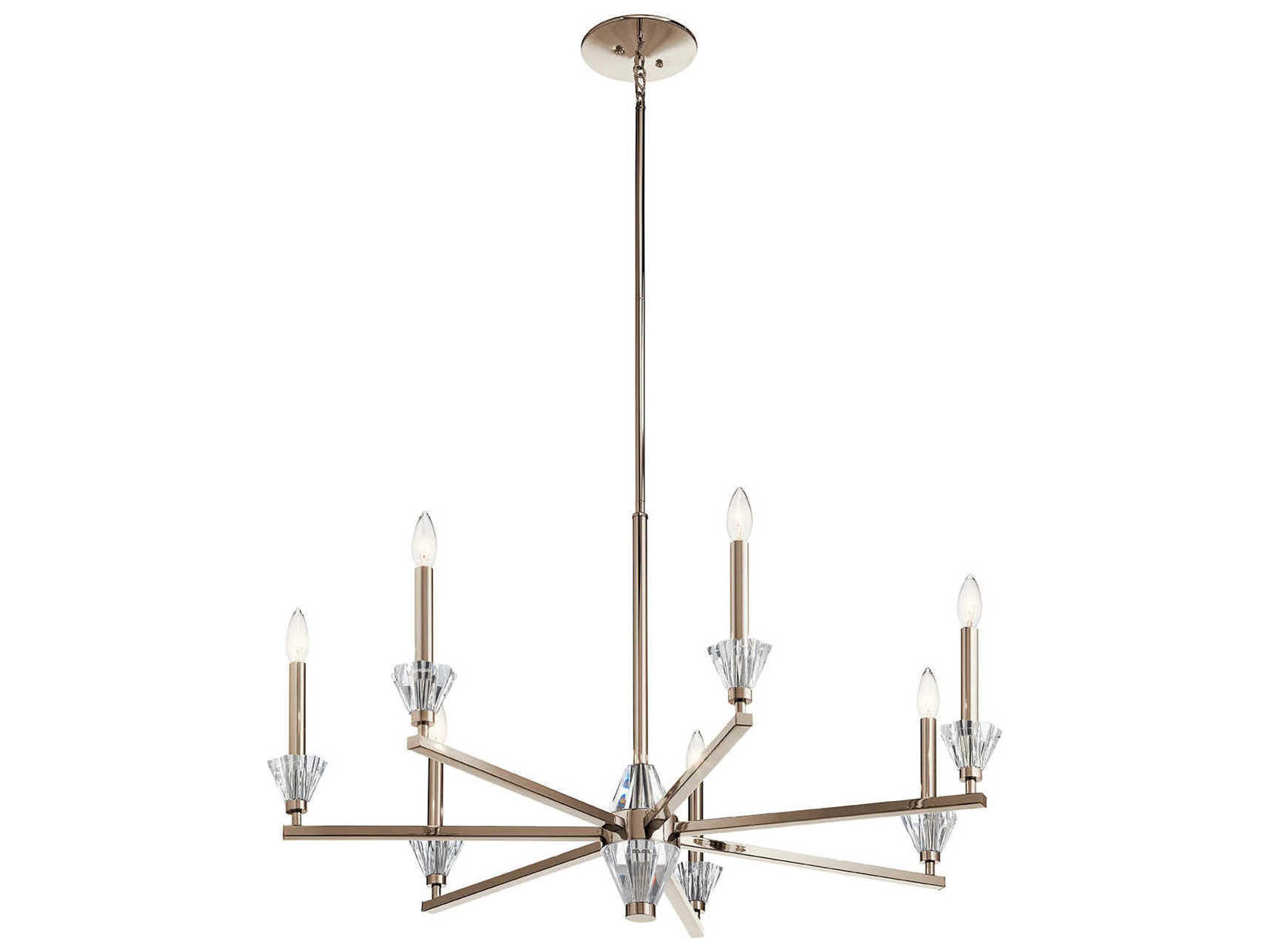 Calyssa 7-Light Polished Nickel Crystal Glass Candelabra Sputnik Chandelier