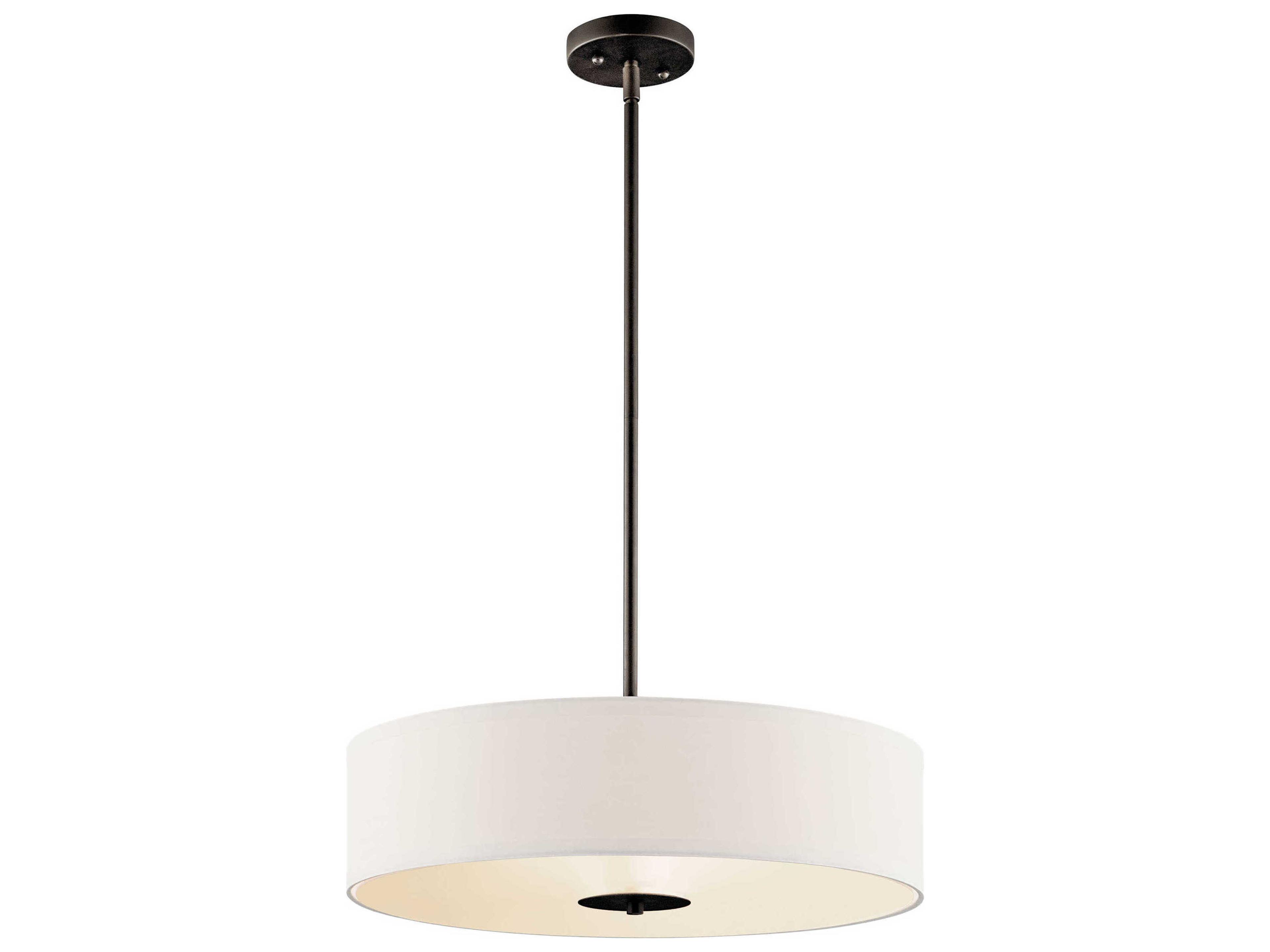 3-Light Olde Bronze Glass Drum Round Pendant