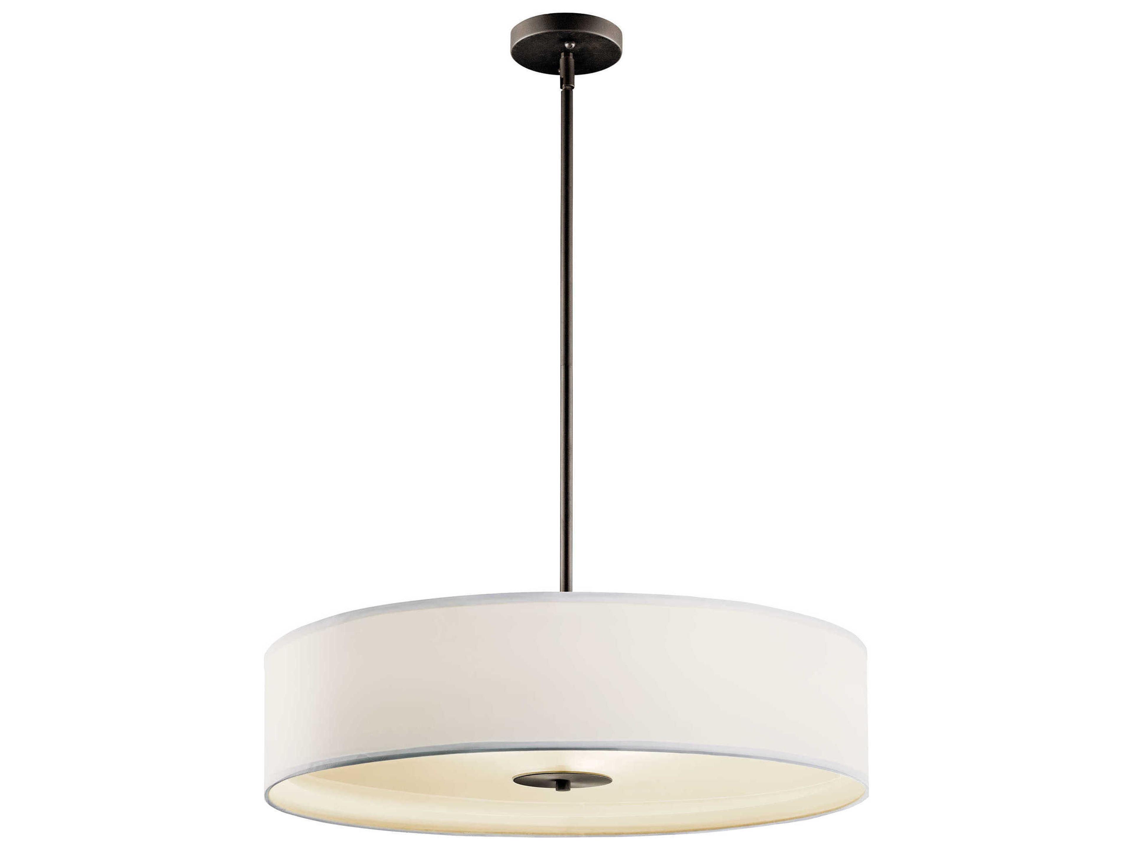 3-Light Olde Bronze Glass Drum Round Pendant