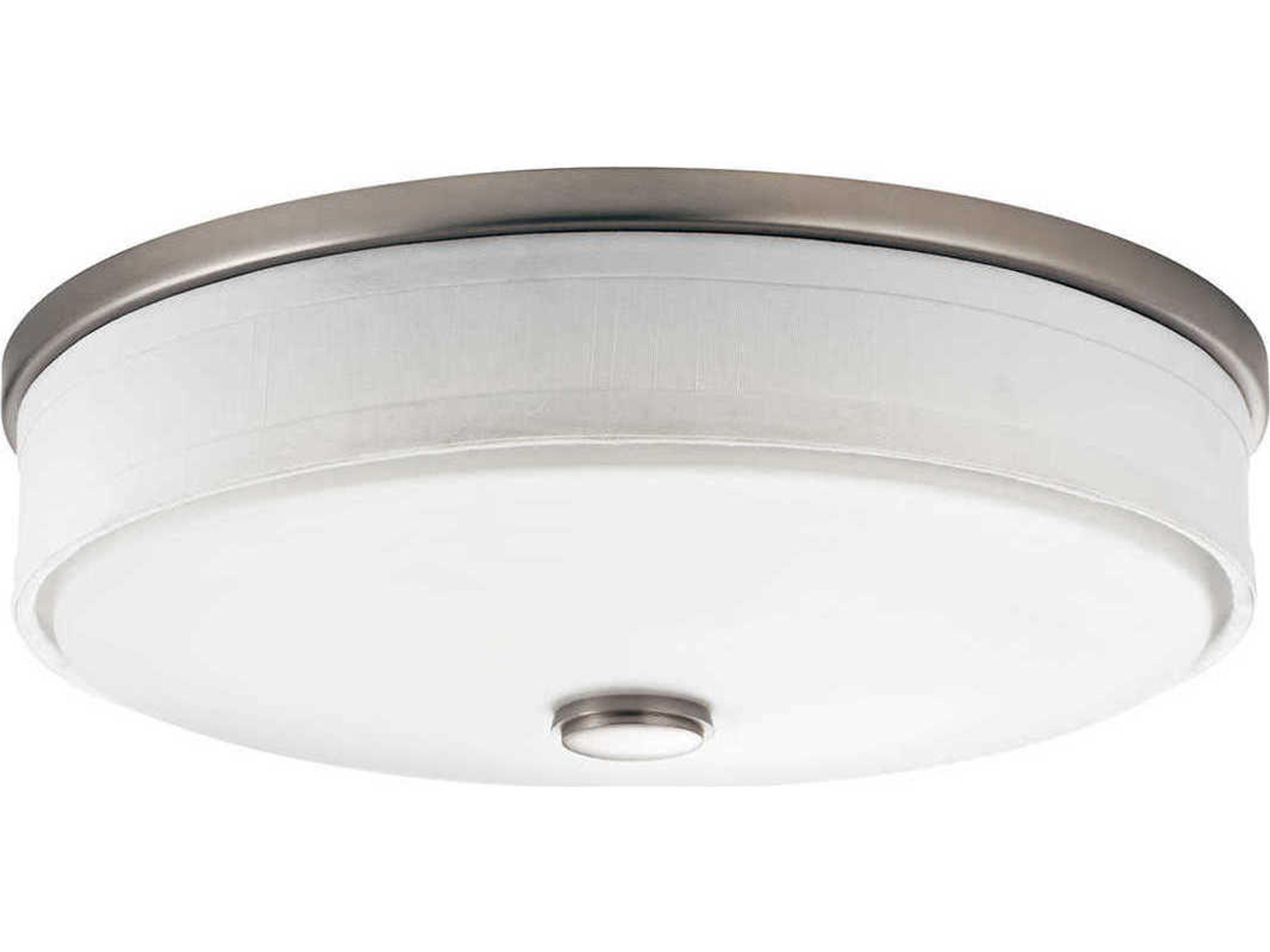 Ceiling Space 1-Light Brushed Nickel LED Drum Round Flush Mount