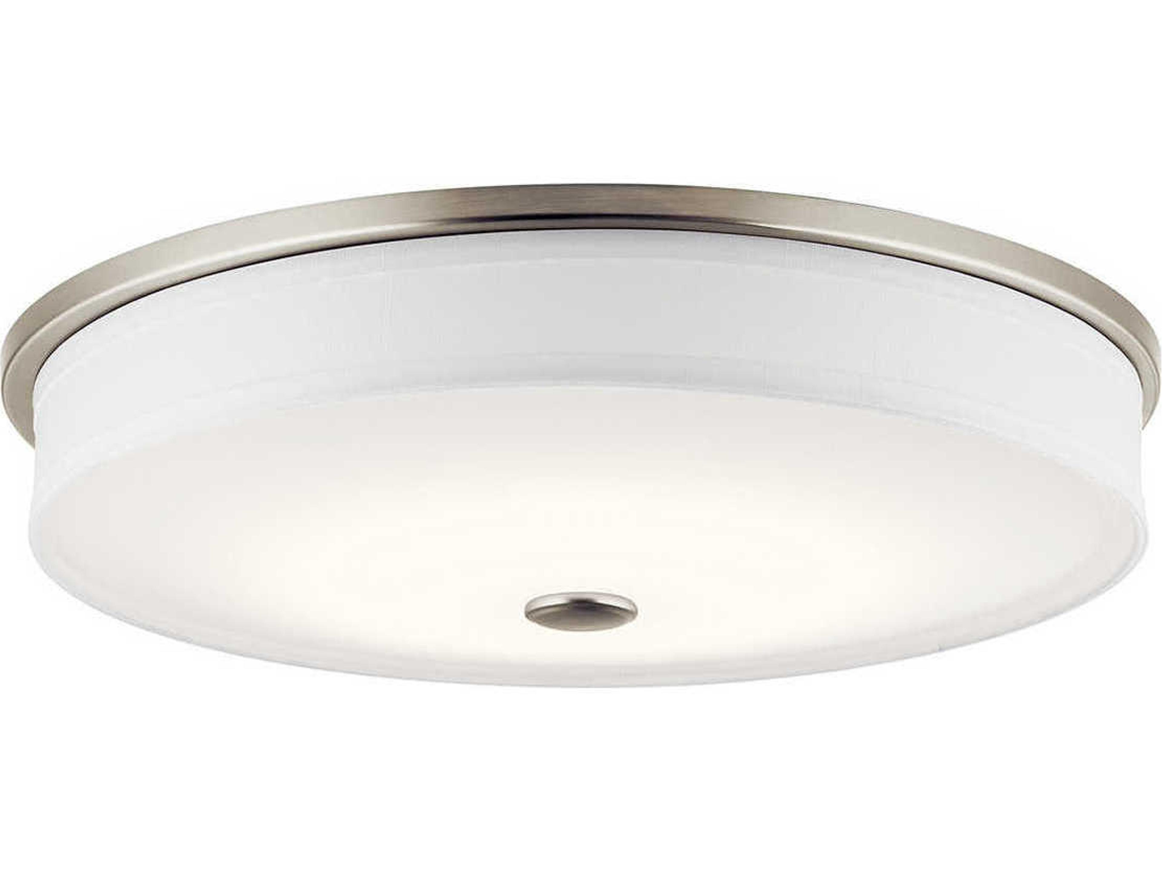 Ceiling Space 1-Light Brushed Nickel LED Drum Round Flush Mount