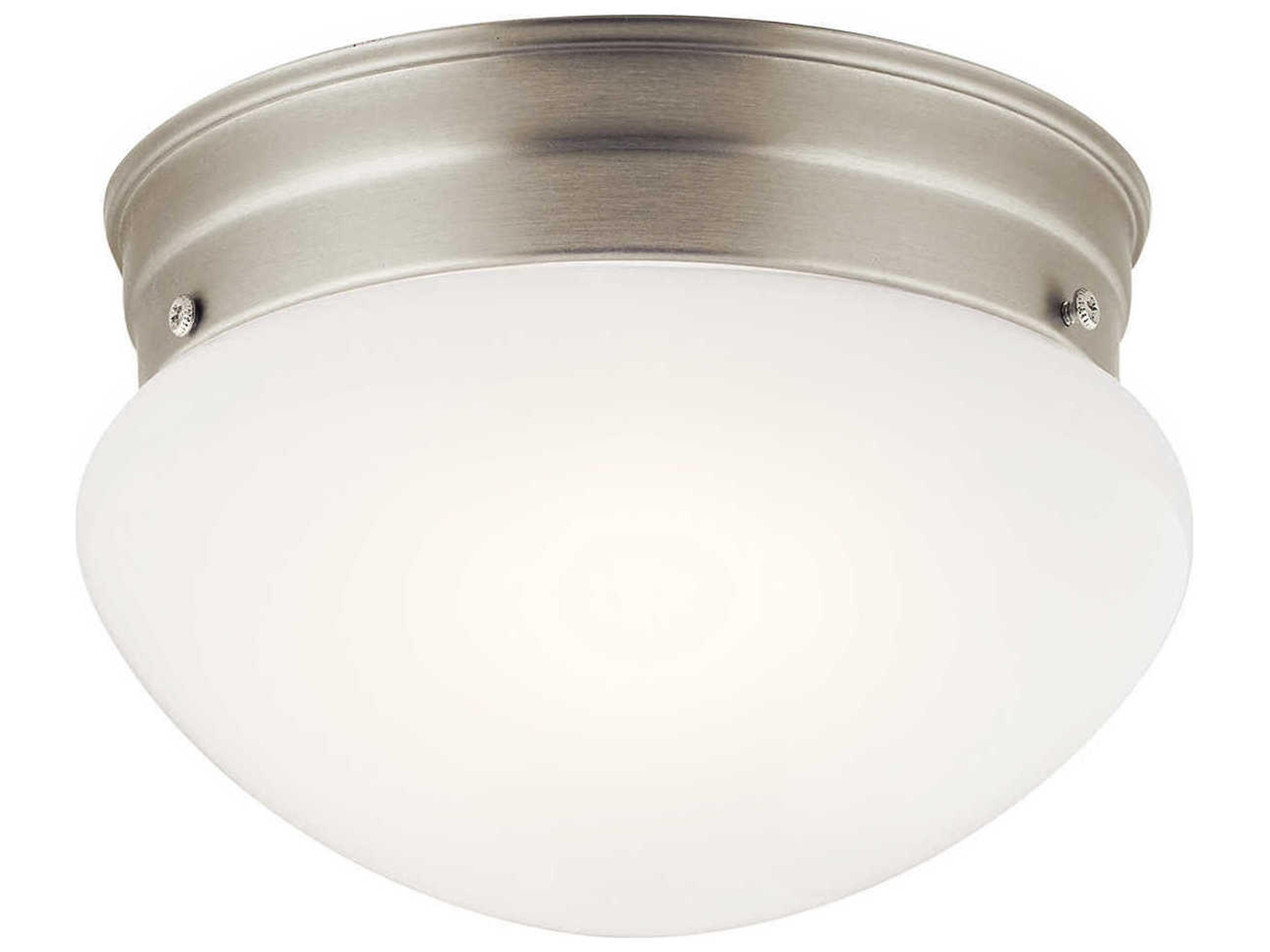 Ceiling Space 1-Light Brushed Nickel Bowl Round Flush Mount