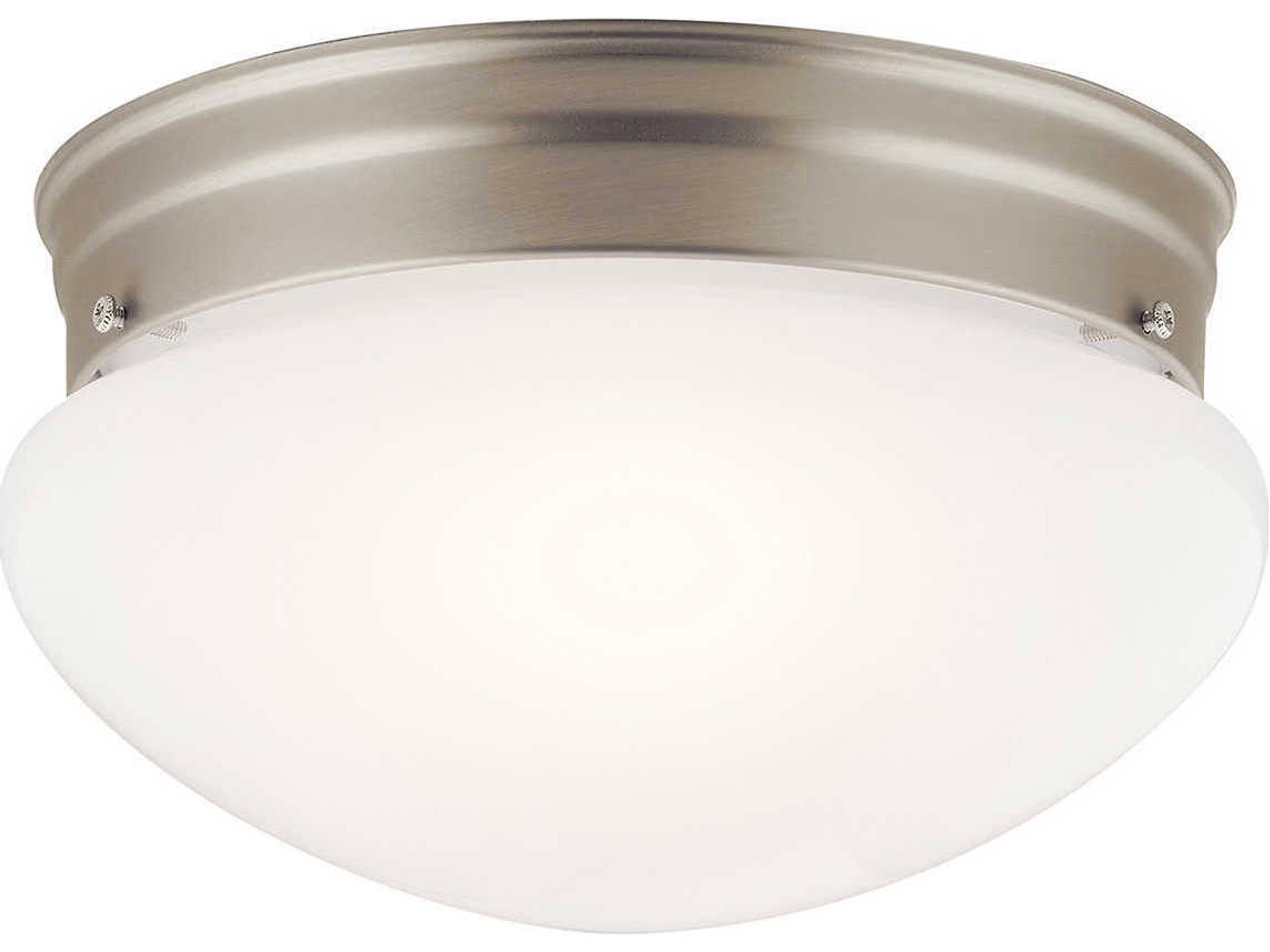 Ceiling Space 2-Light Brushed Nickel Bowl Round Flush Mount