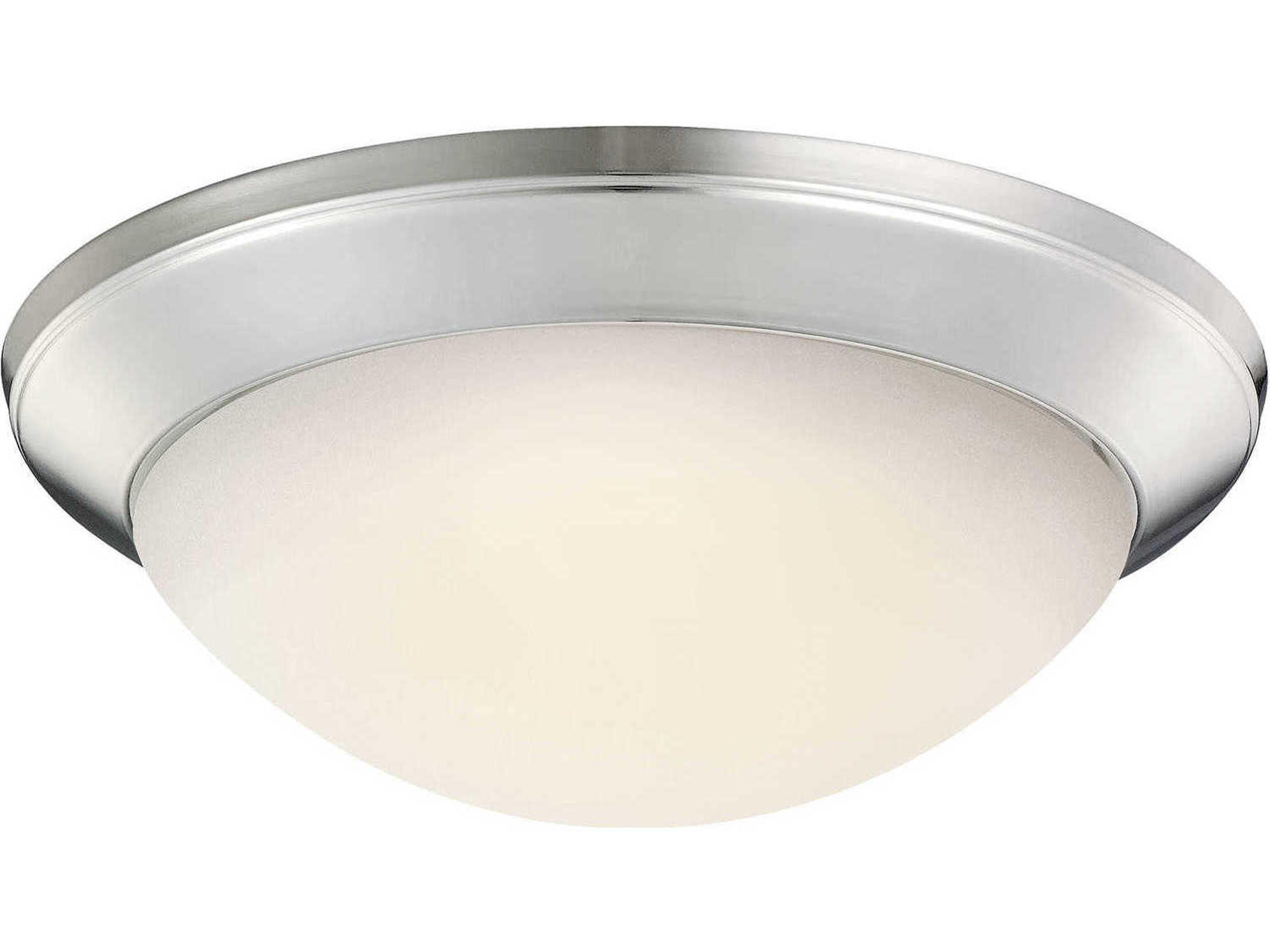 Ceiling Space 1-Light Brushed Nickel Glass Bowl Round Flush Mount