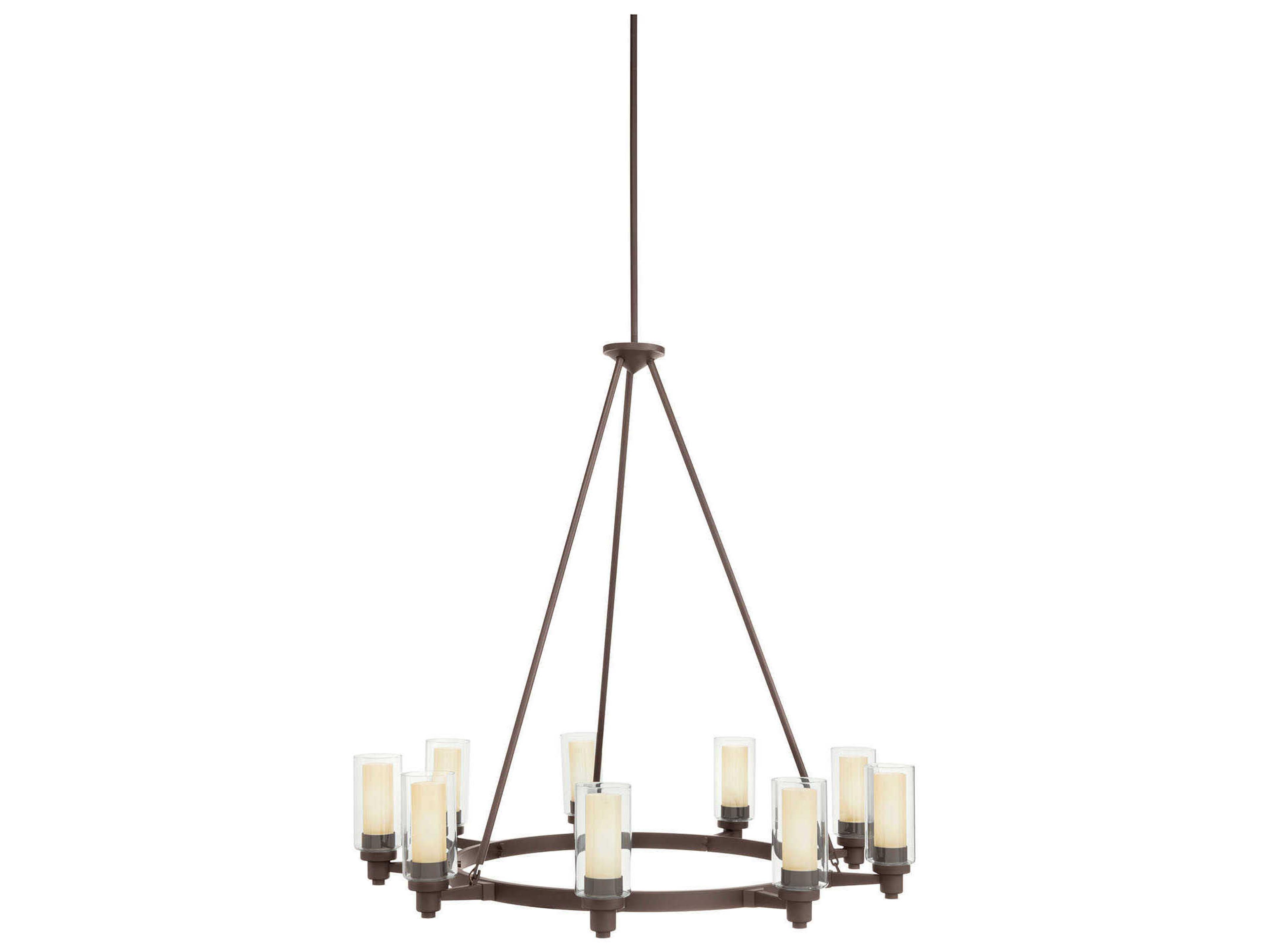 Circolo 9-Light Olde Bronze Glass Cylinder Chandelier