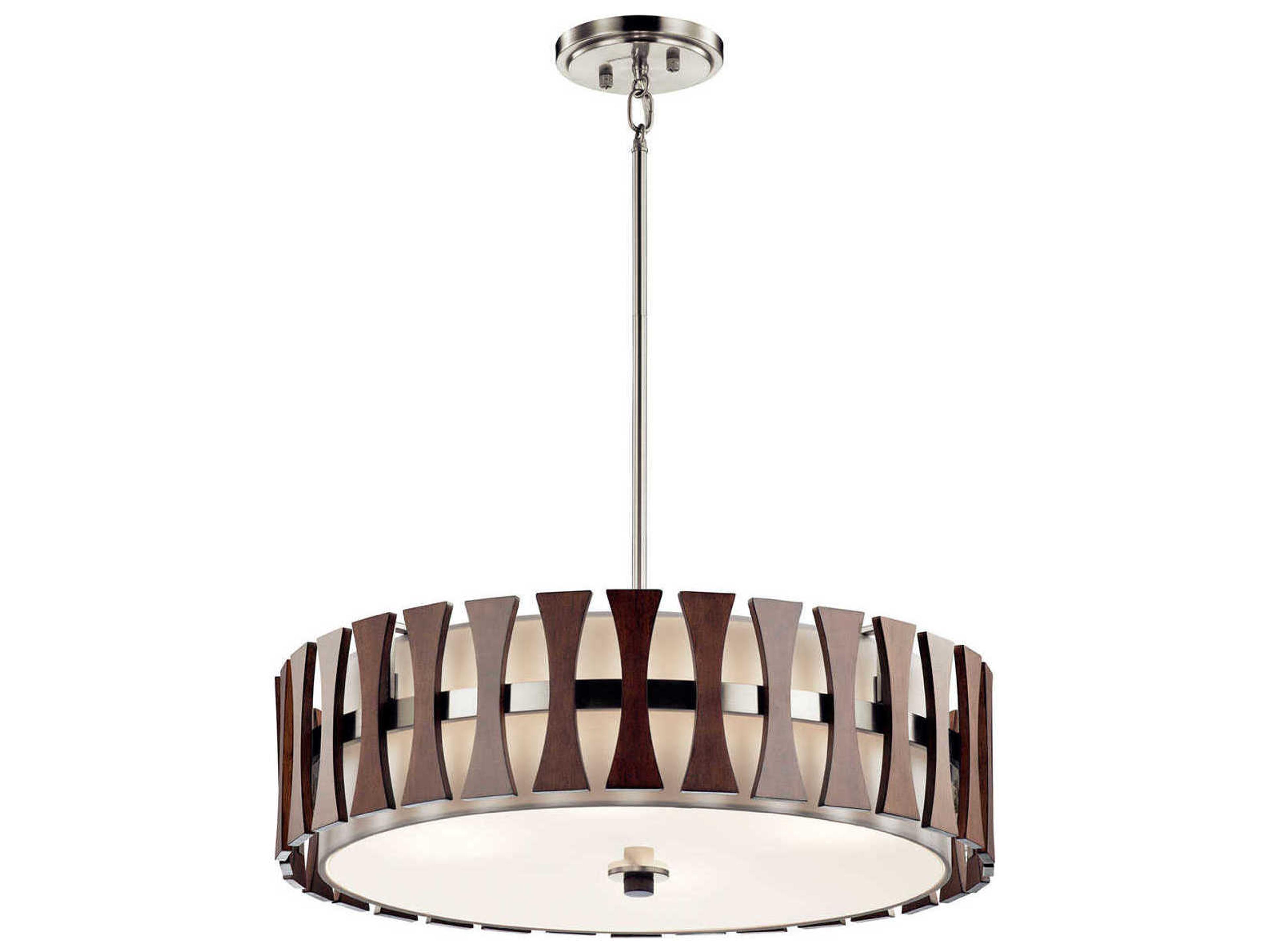 Cirus 4-Light Auburn Stained Brown Drum Round Pendant