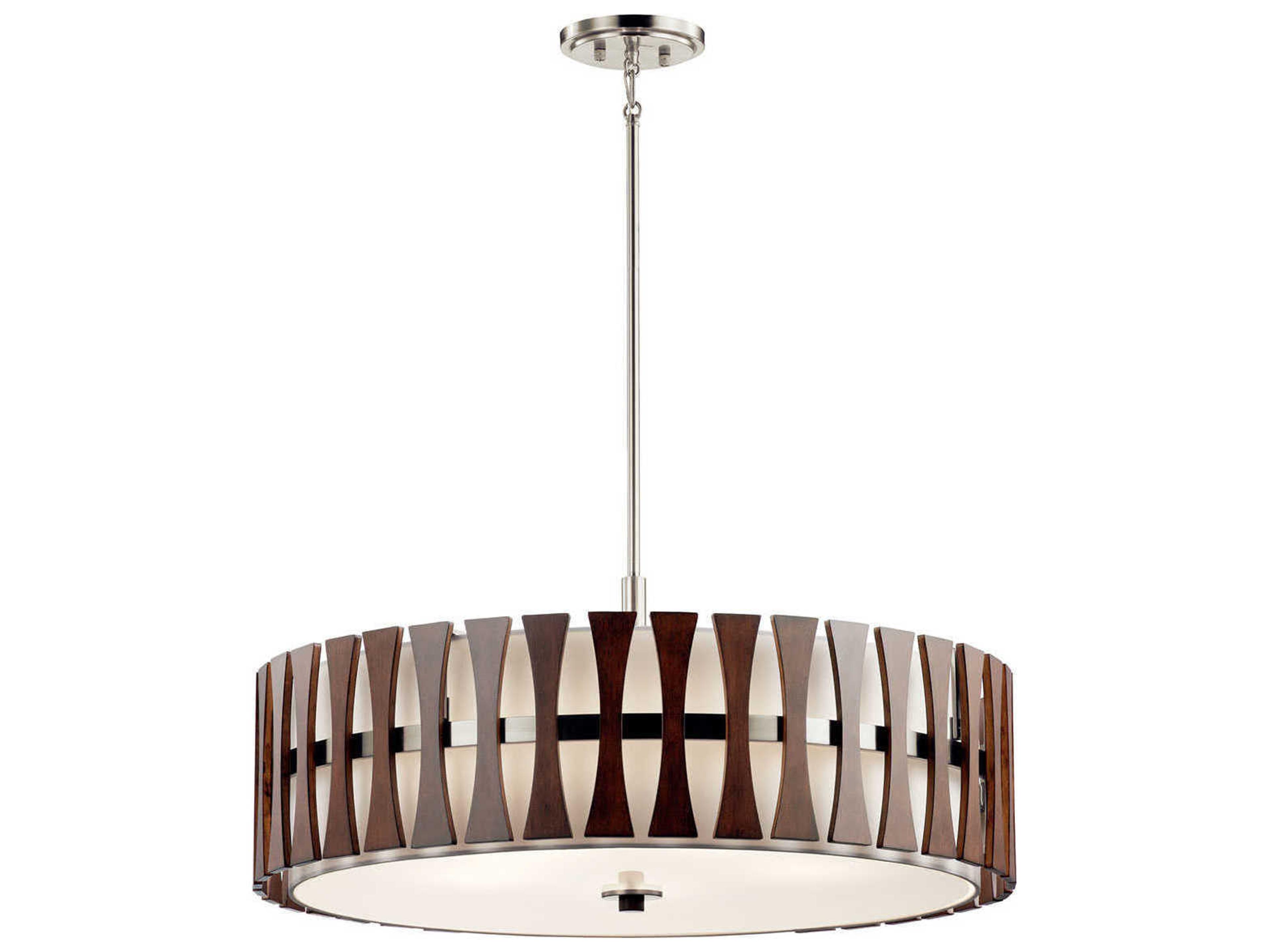 Cirus 5-Light Auburn Stained Brown Drum Round Pendant