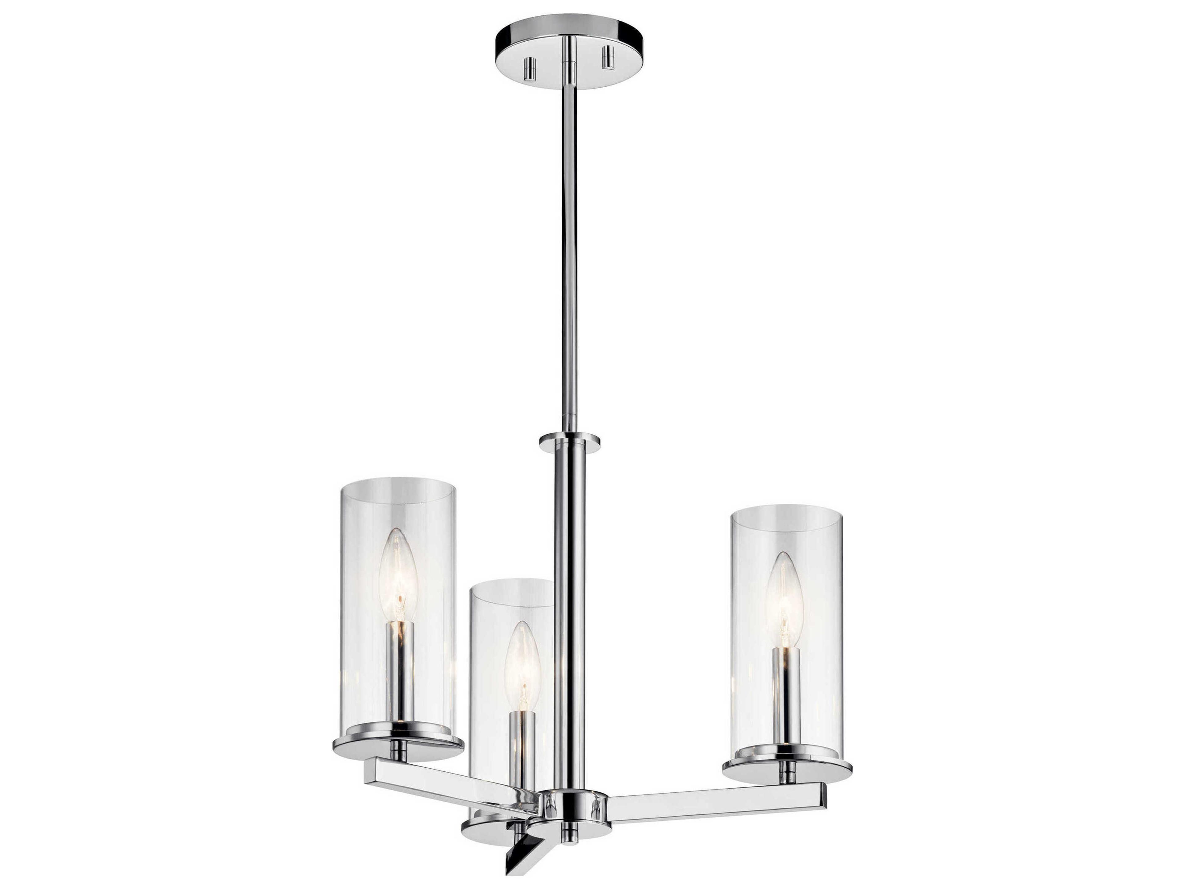 Crosby 3-Light Chrome Glass Cylinder Pendant