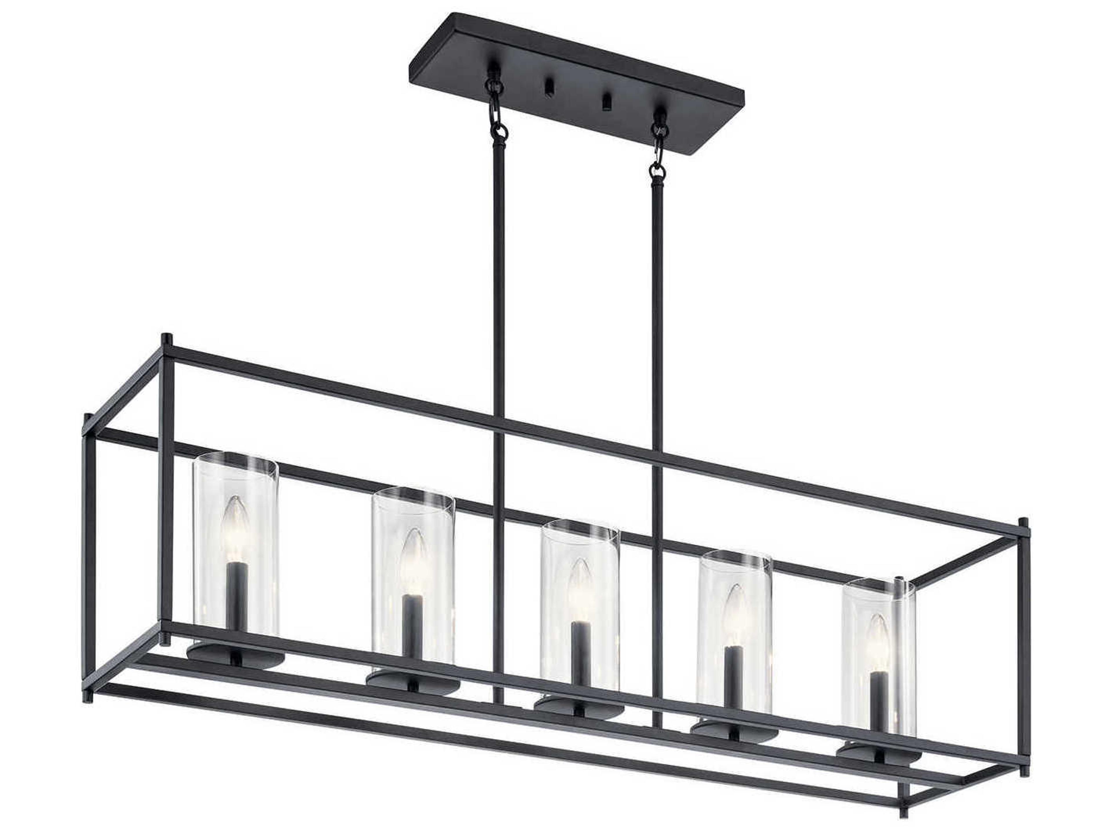 Crosby 5-Light Black Glass Cylinder Island Pendant