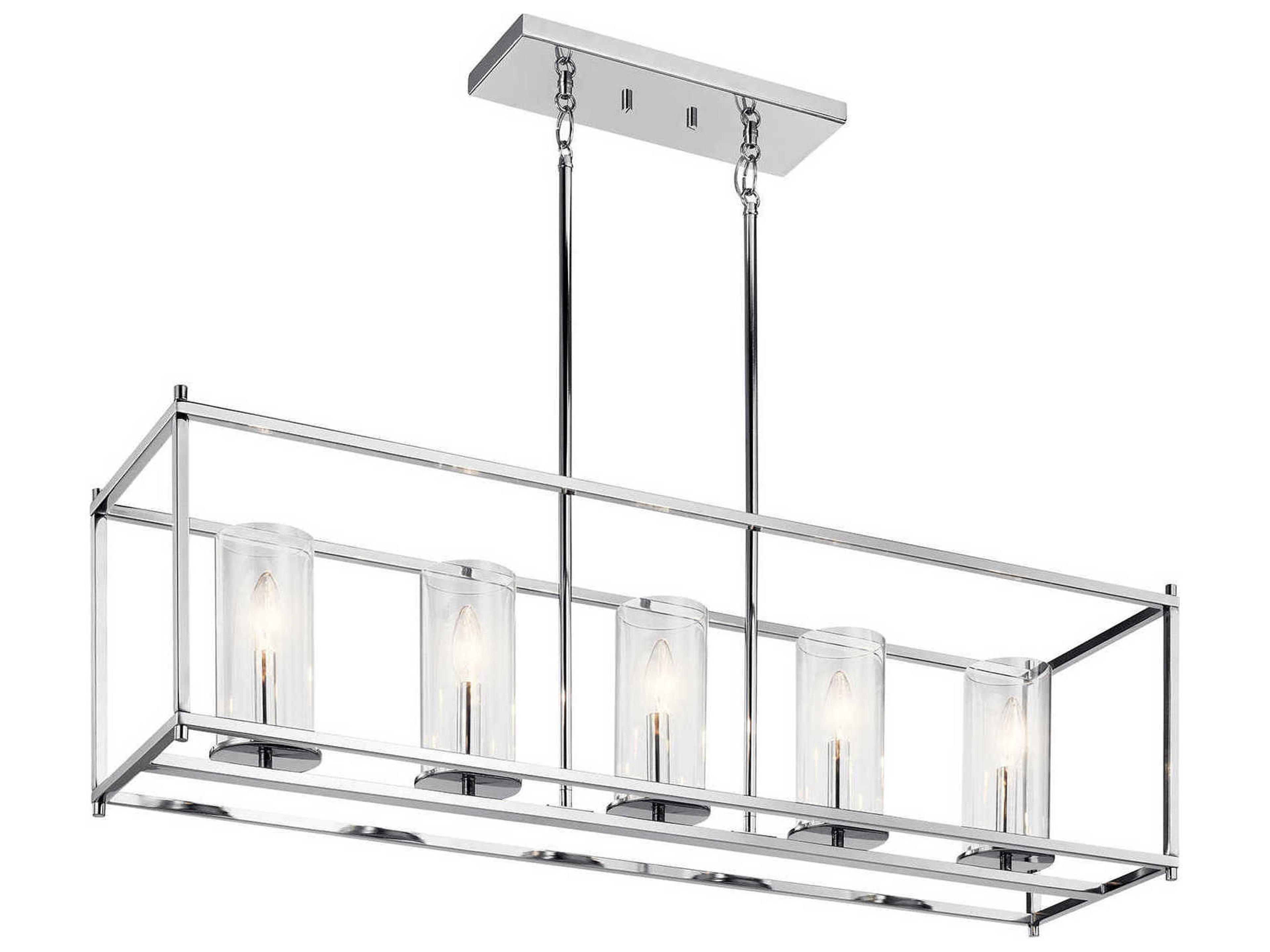 Crosby 5-Light Chrome Glass Cylinder Island Pendant