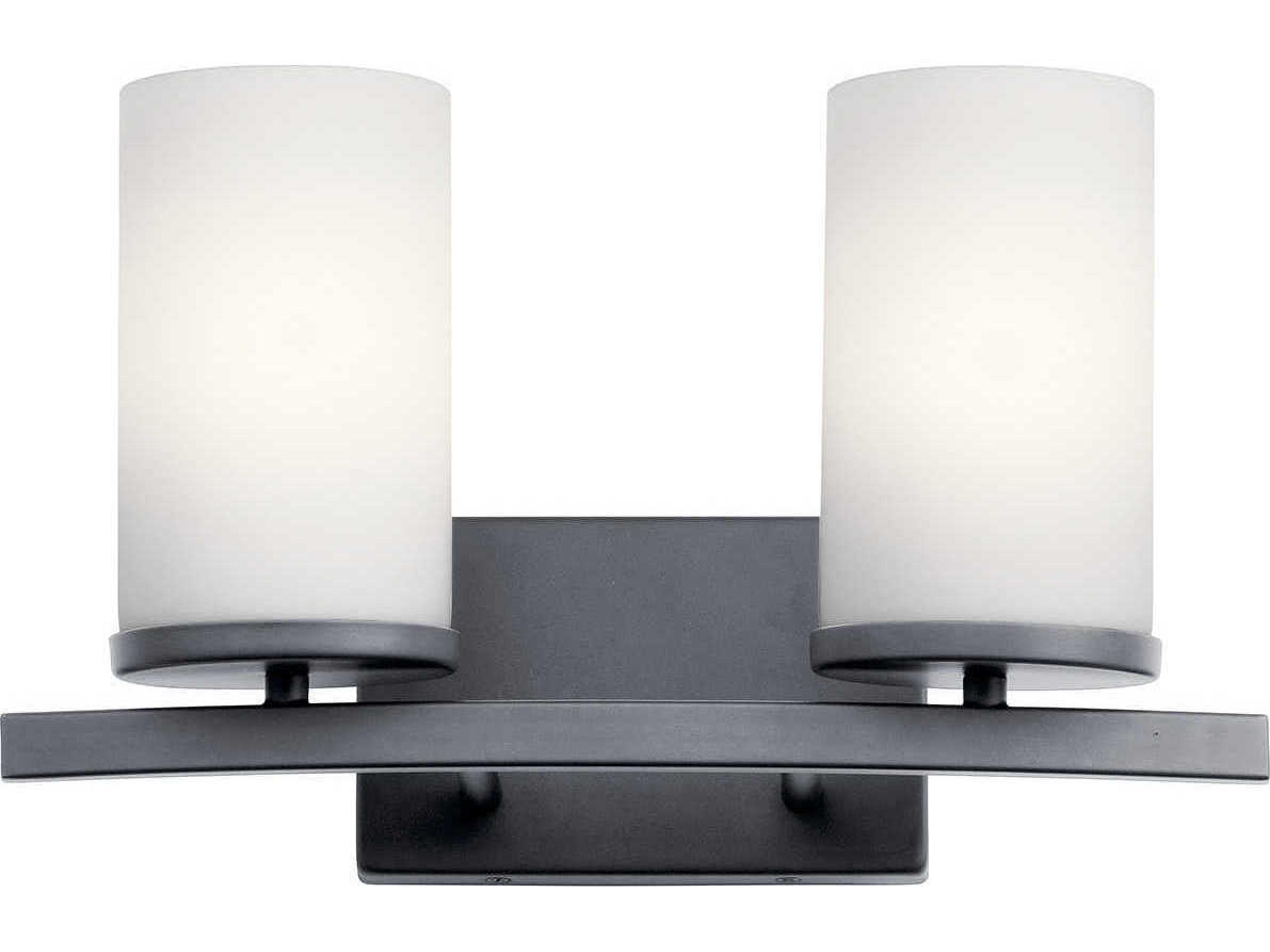 Crosby 2-Light Black Glass Vanity Light