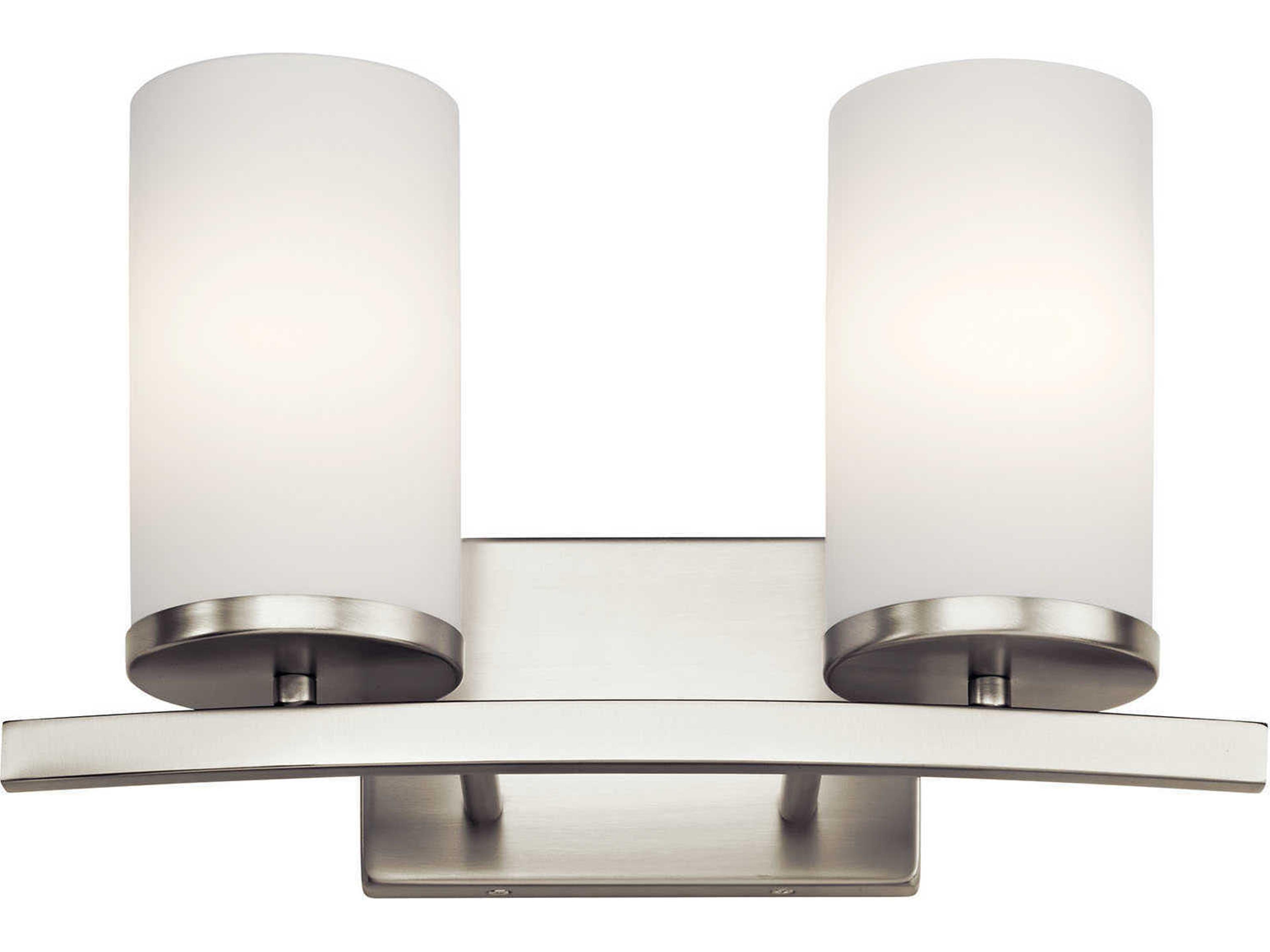 Crosby 2-Light Brushed Nickel Glass Vanity Light
