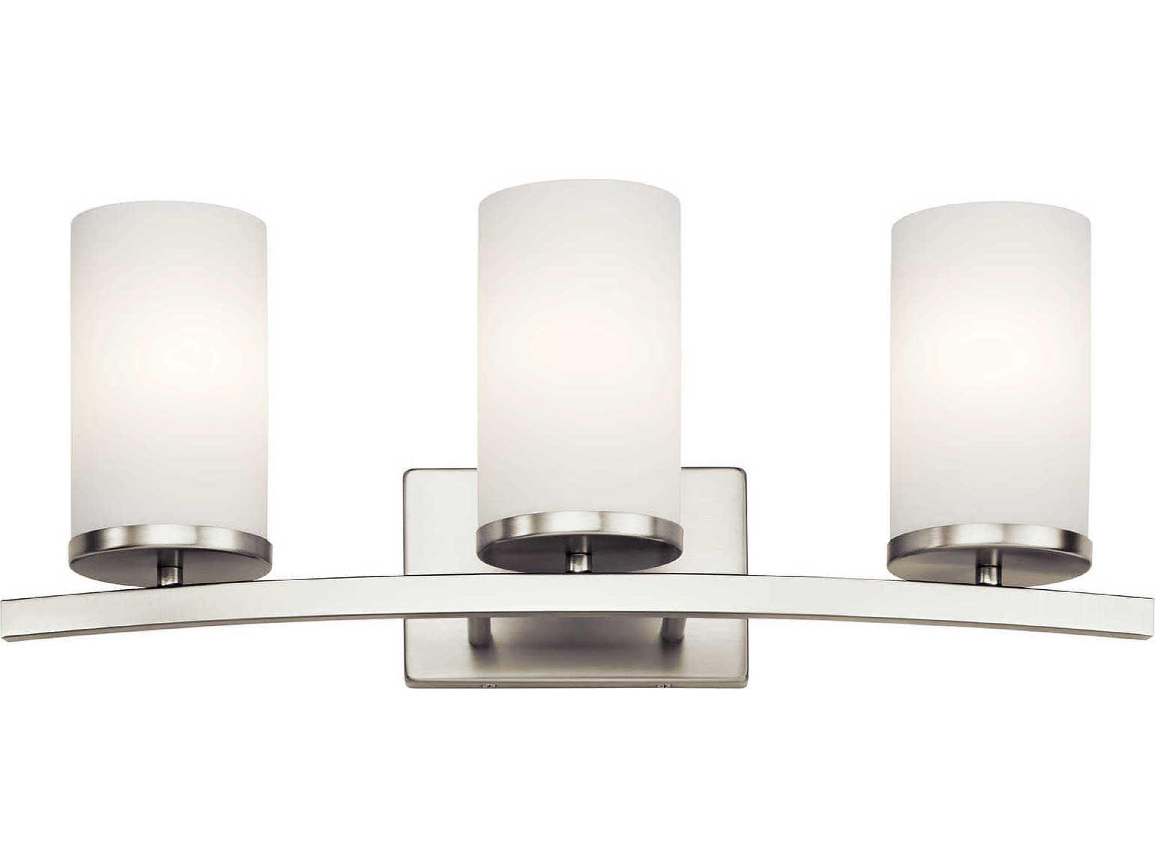 Crosby 3-Light Brushed Nickel Glass Vanity Light