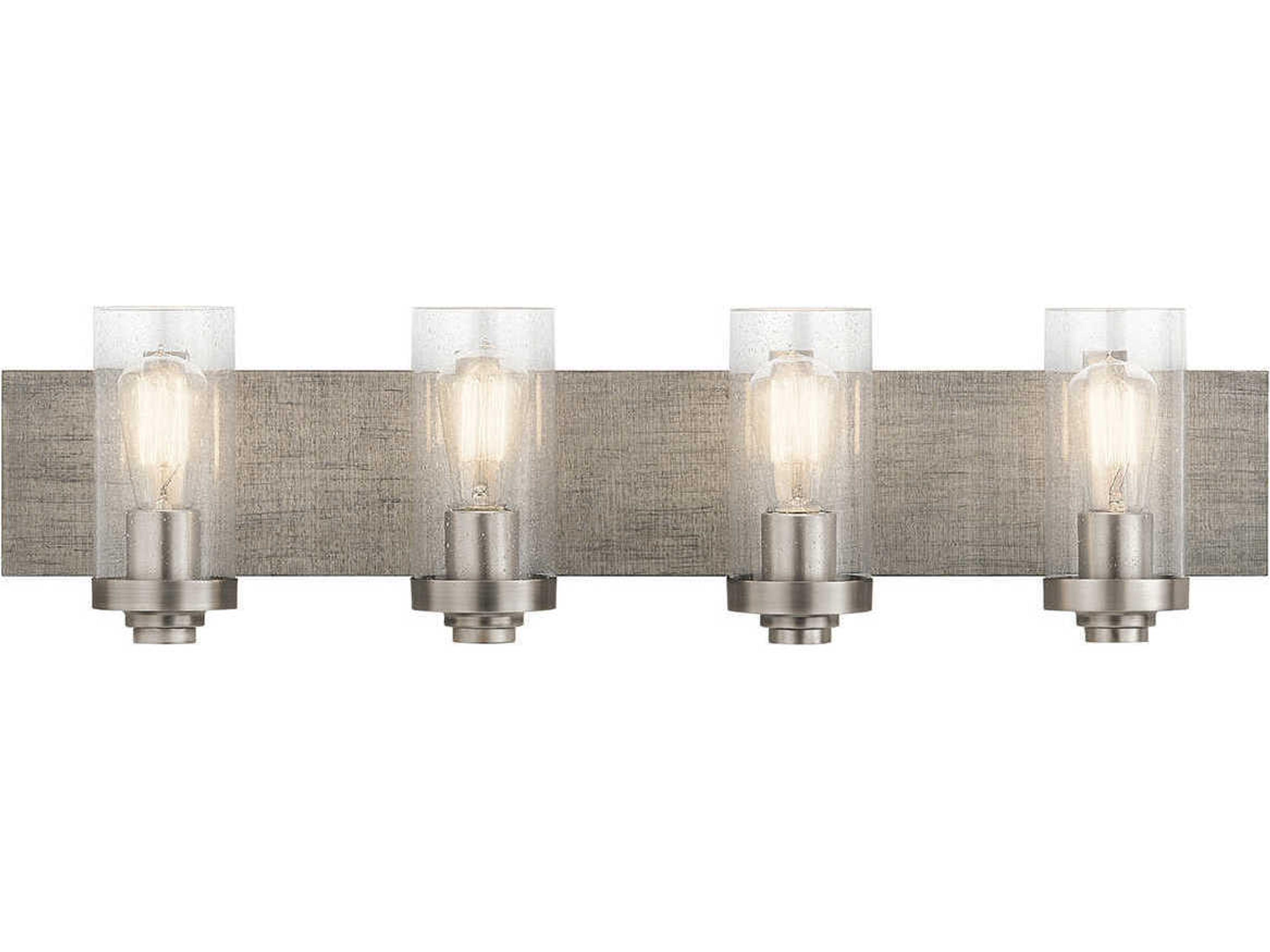 Dalwood 4-Light Classic Pewter Brown Glass Vanity Light