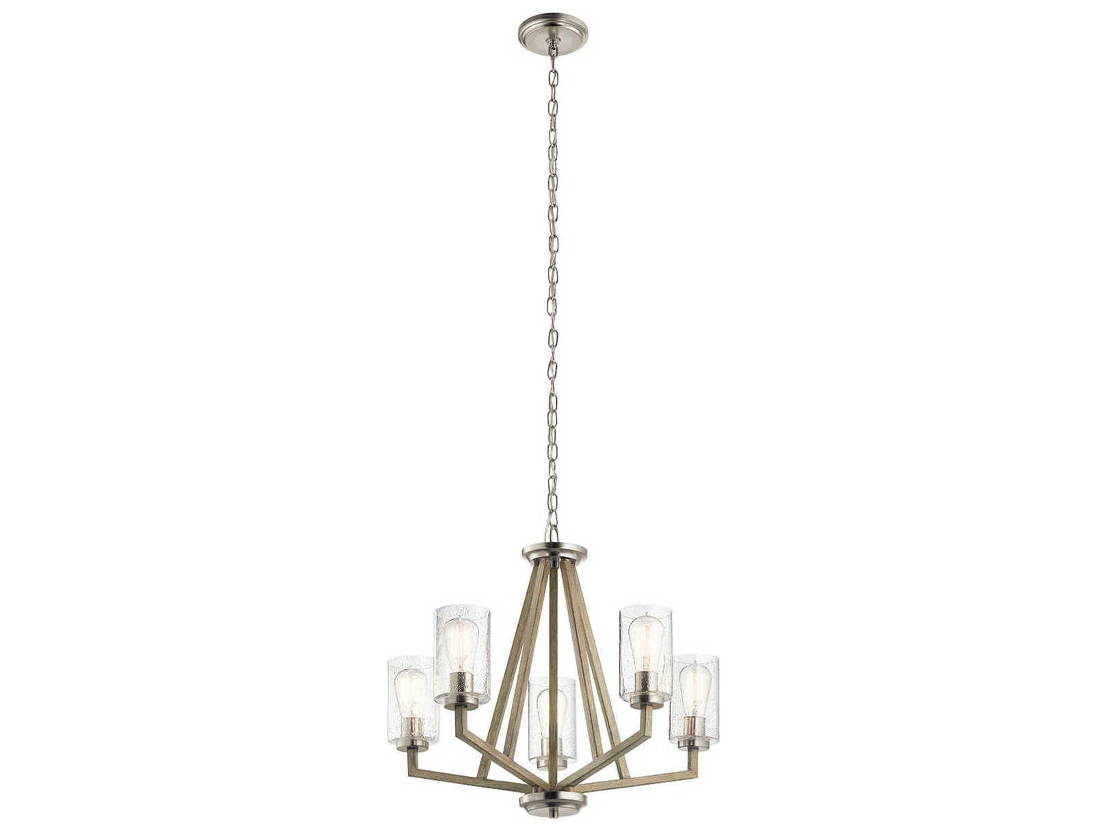 Deryn 5-Light Distressed Antique Gray Glass Cylinder Geometric Chandelier