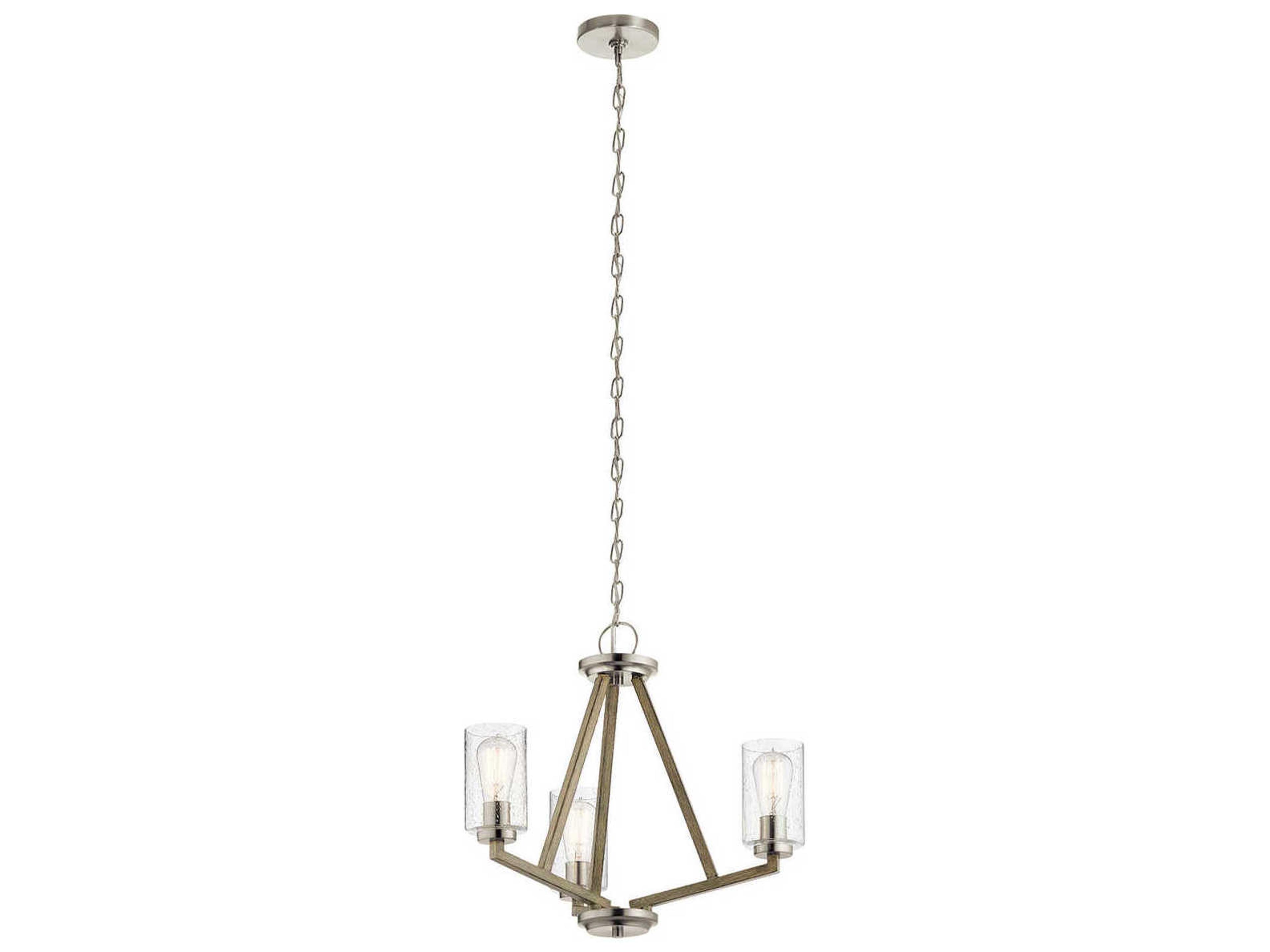 Deryn 3-Light Distressed Antique Gray Glass Cylinder Geometric Chandelier