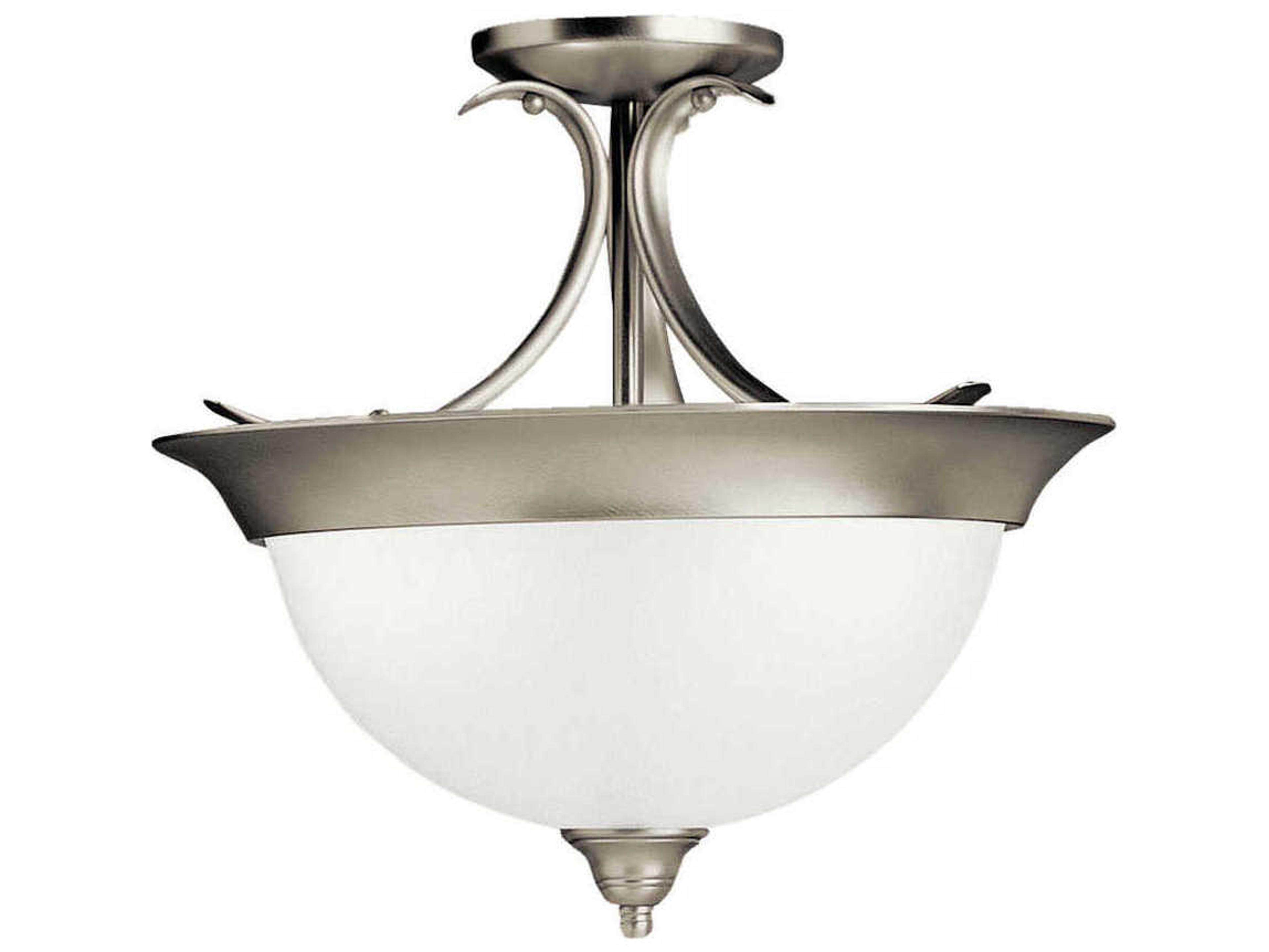 Dover 3-Light Brushed Nickel Glass Bowl Semi Flush Mount