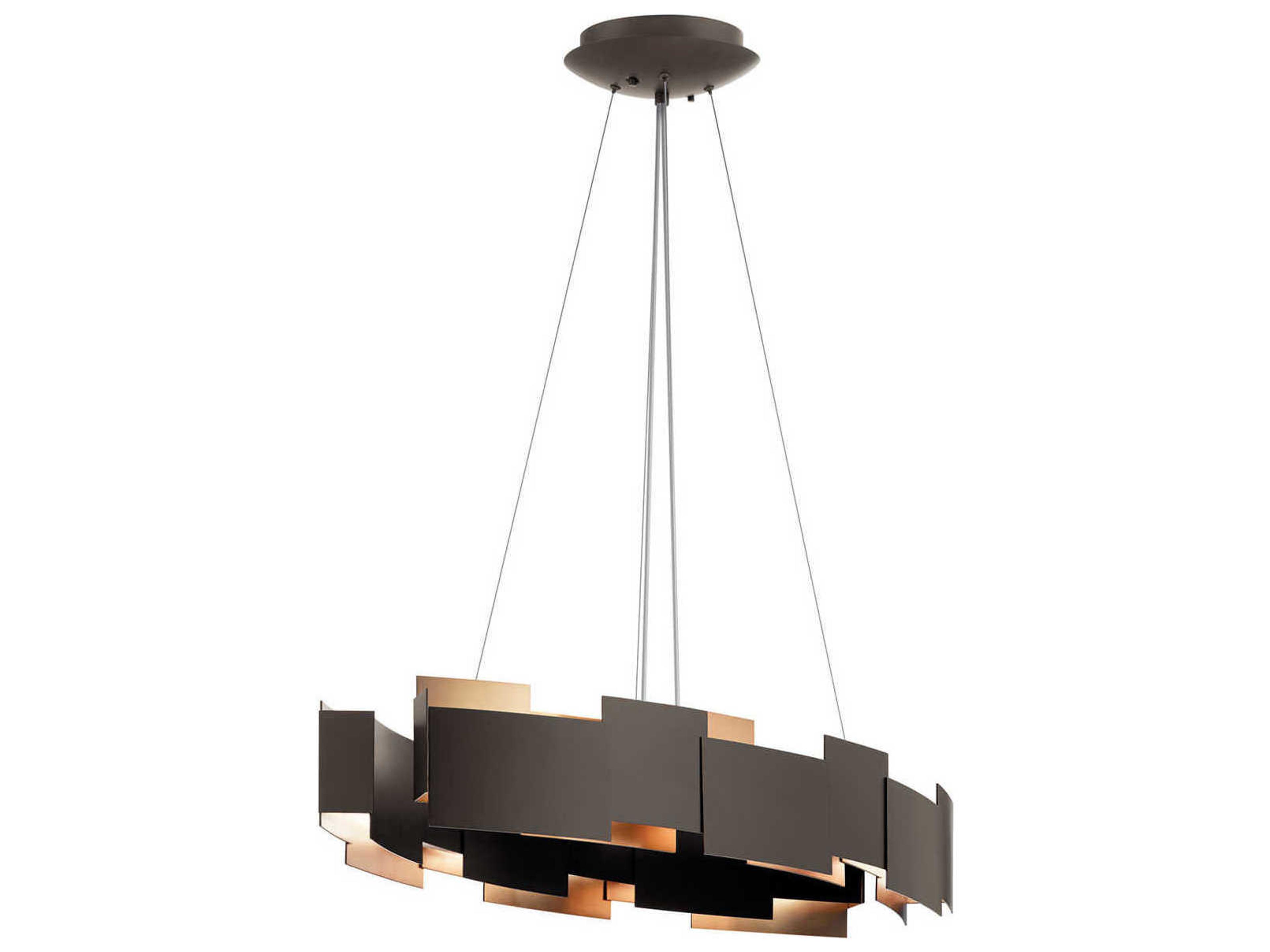 Moderne 2-Light Olde Bronze LED Drum Round Island Pendant