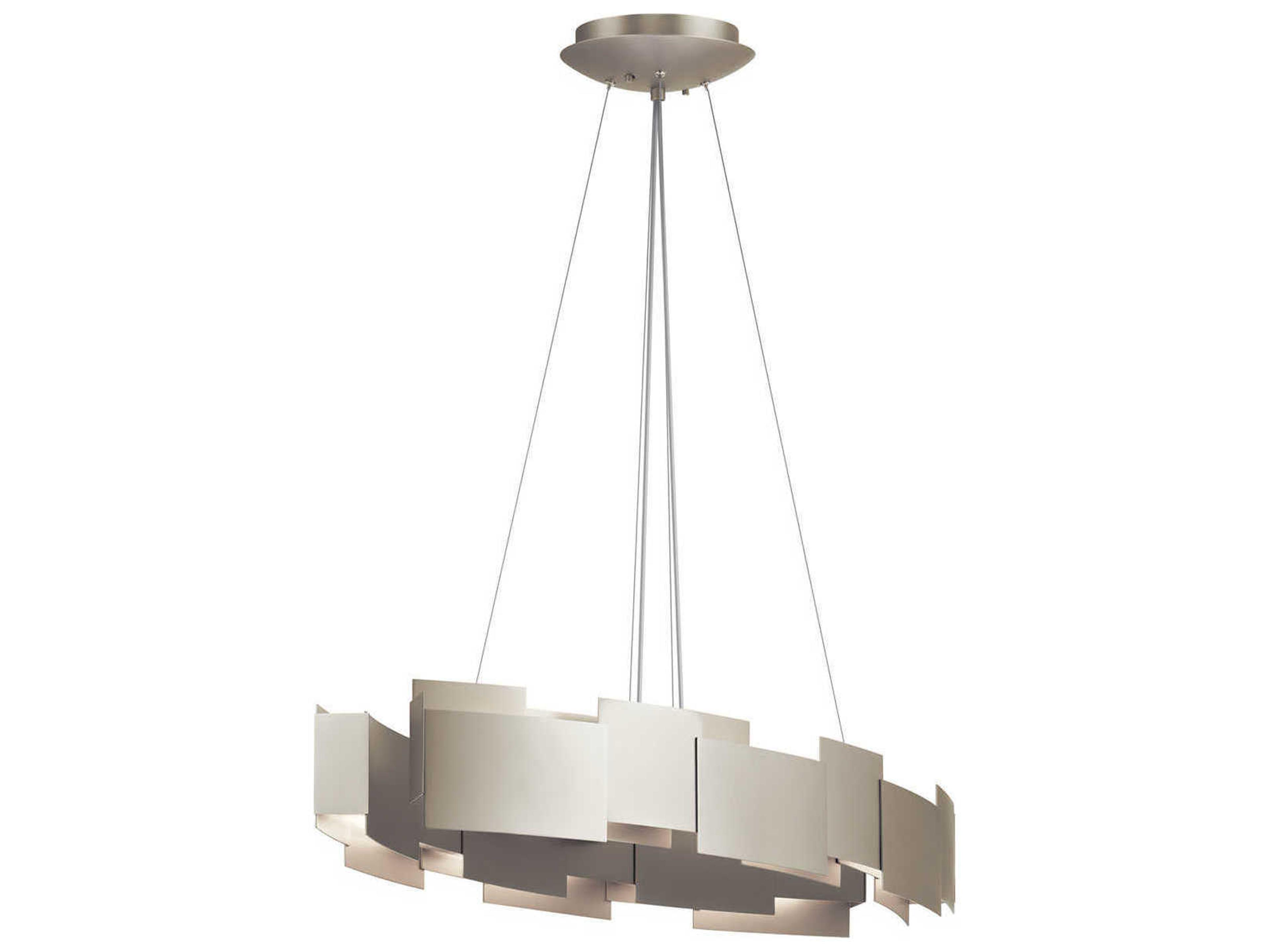 Moderne 2-Light Satin Nickel Drum Round Island Pendant