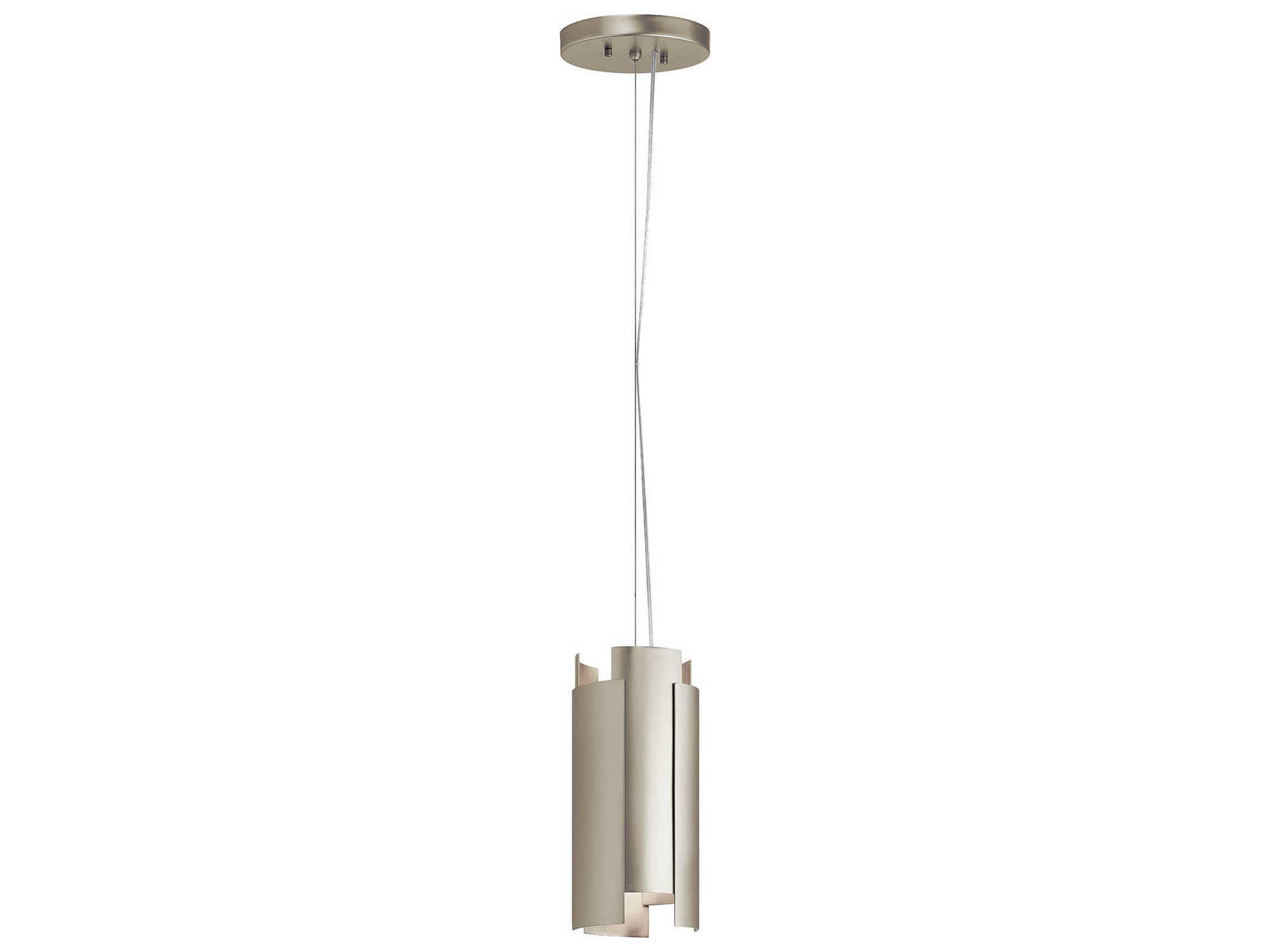 Moderne 2-Light Satin Nickel Cylinder Round Mini Pendant