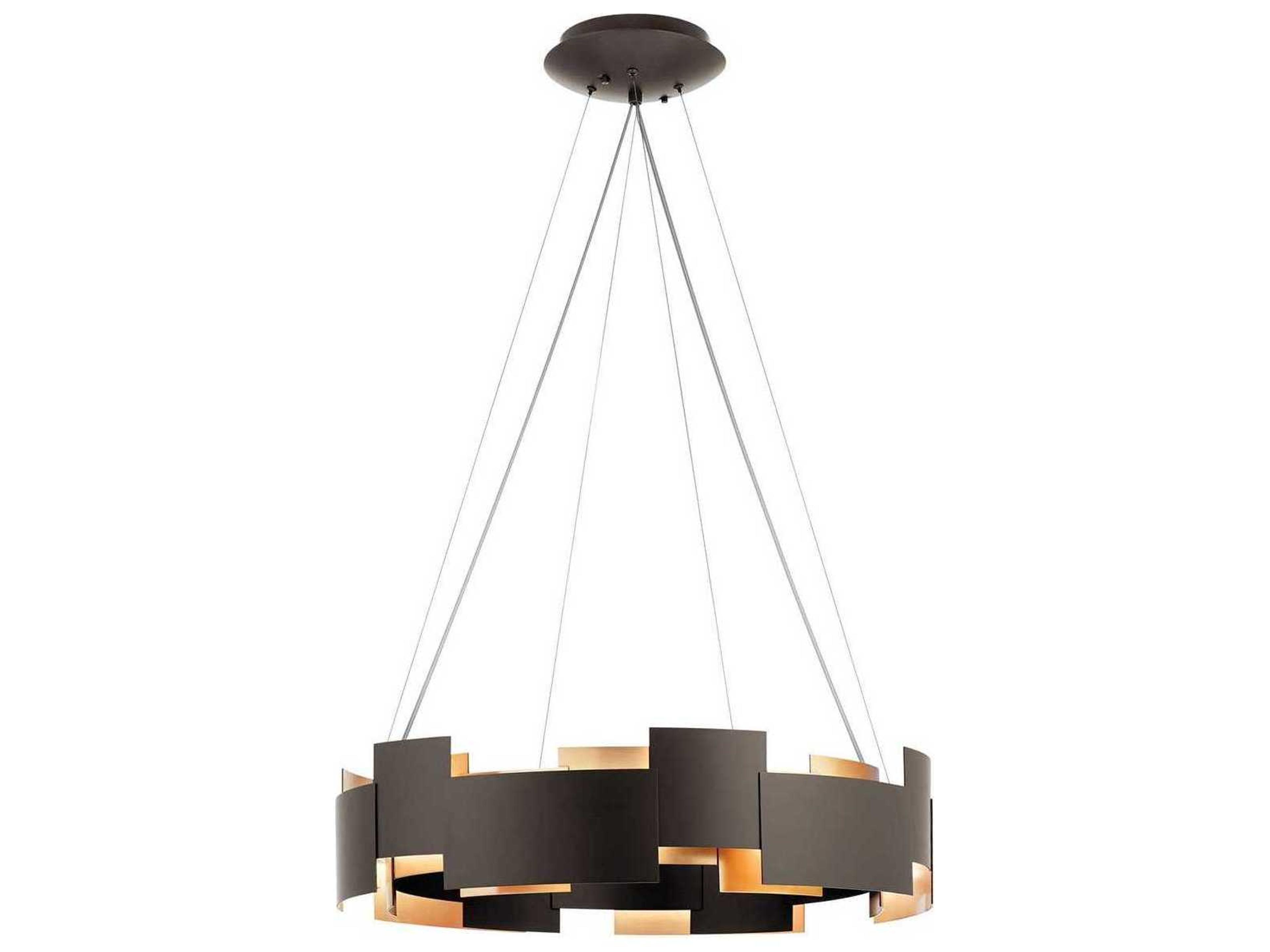 Moderne 2-Light Olde Bronze LED Drum Round Pendant